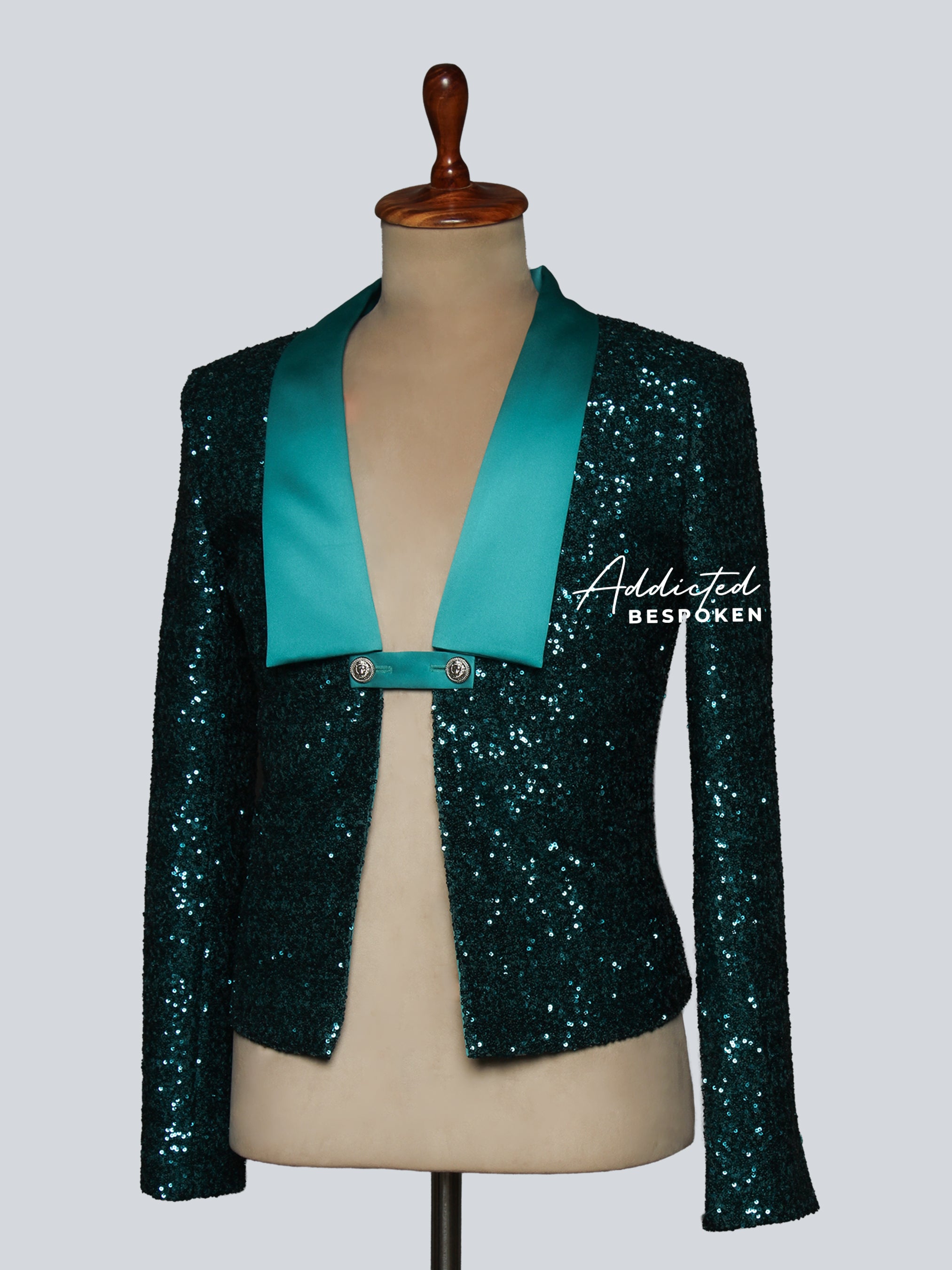 Teal Sequin Blazer Set
