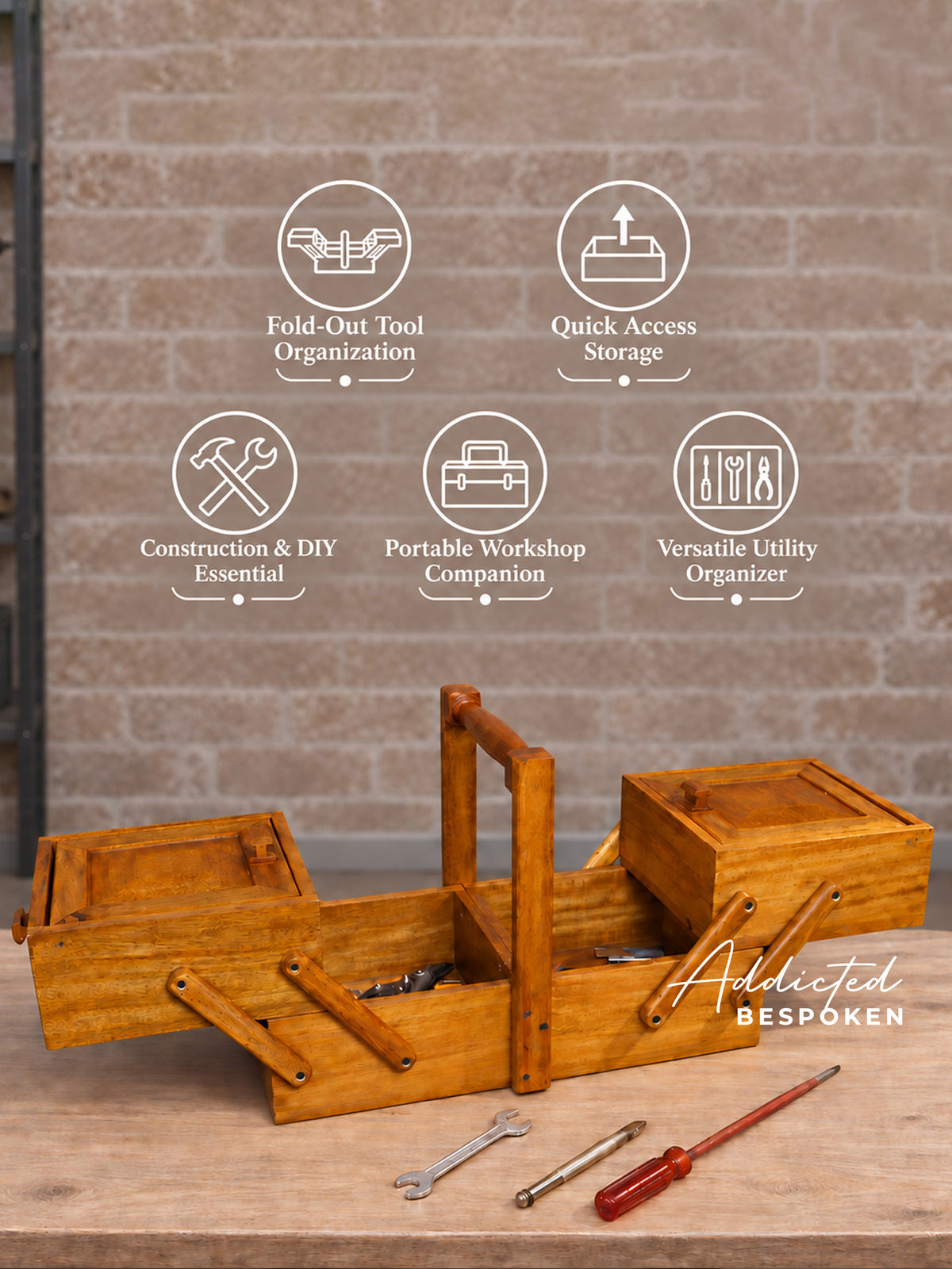 Custom handmade wooden sewing box | Cantilever storage organizer with carry handle Addicted Bespoken
