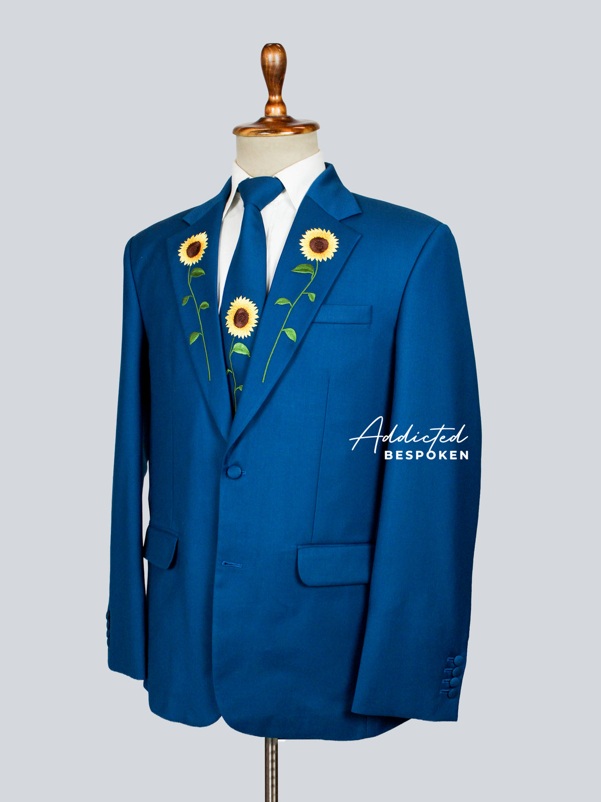 Men’s Blue Sunflower Suit Addicted Bespoken
