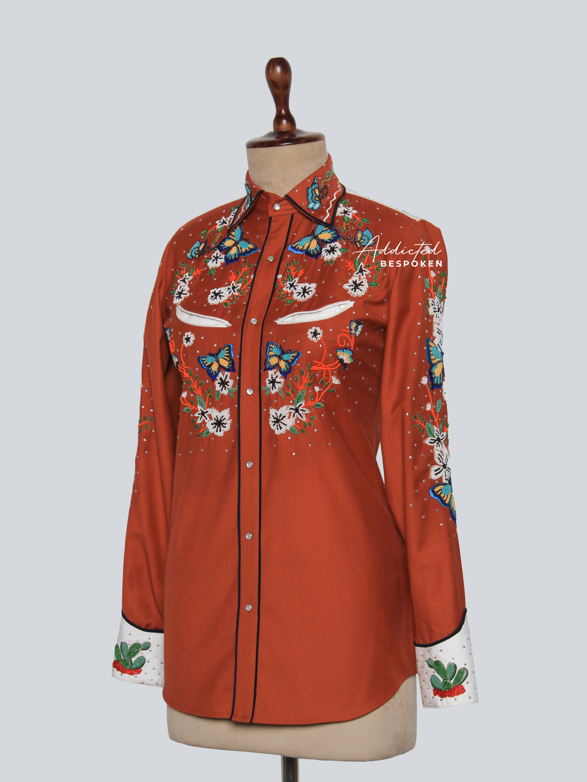 Butterfly Bloom Embroidered Western Shirt