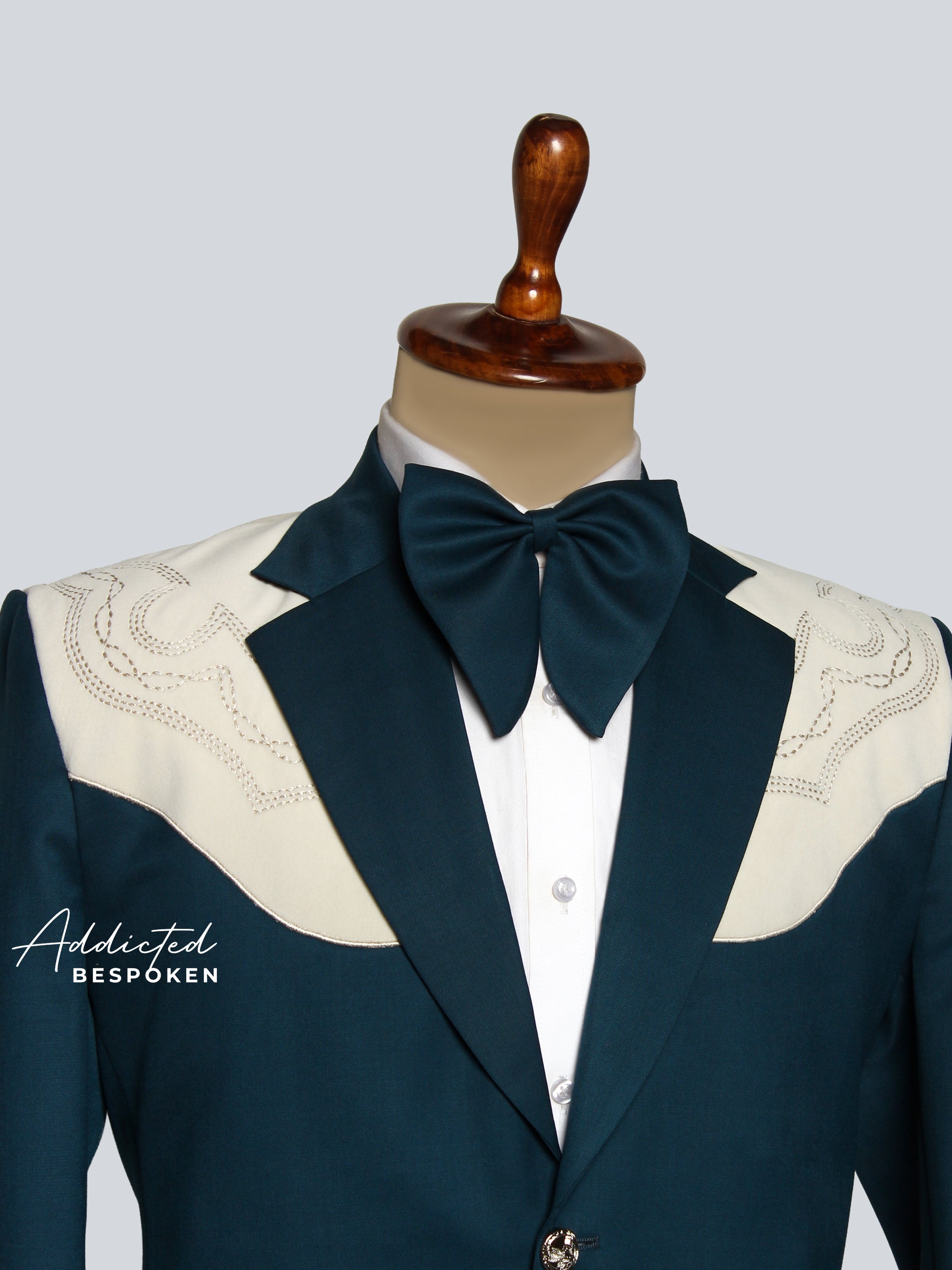 Men’s Deep Teal & Ivory Western Suit Addicted Bespoken