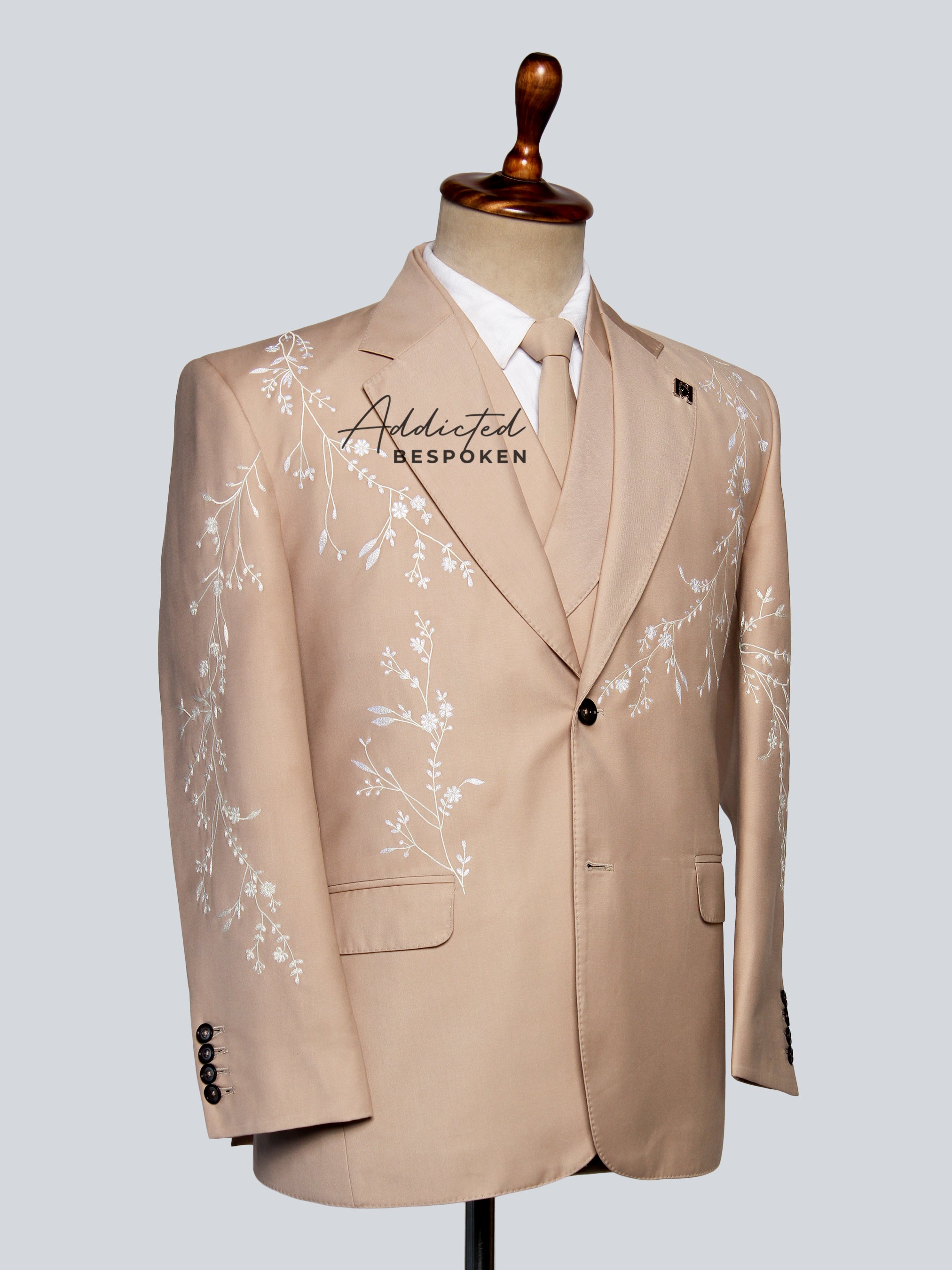 Ethereal Sophistication Handcrafted Embroidered Suit