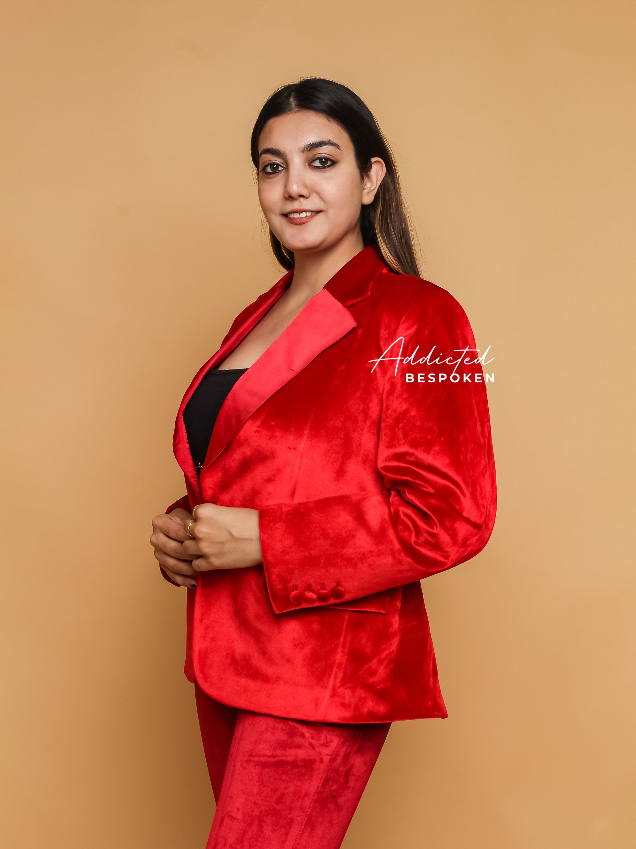 Red Velvet Peak Lapel Suit