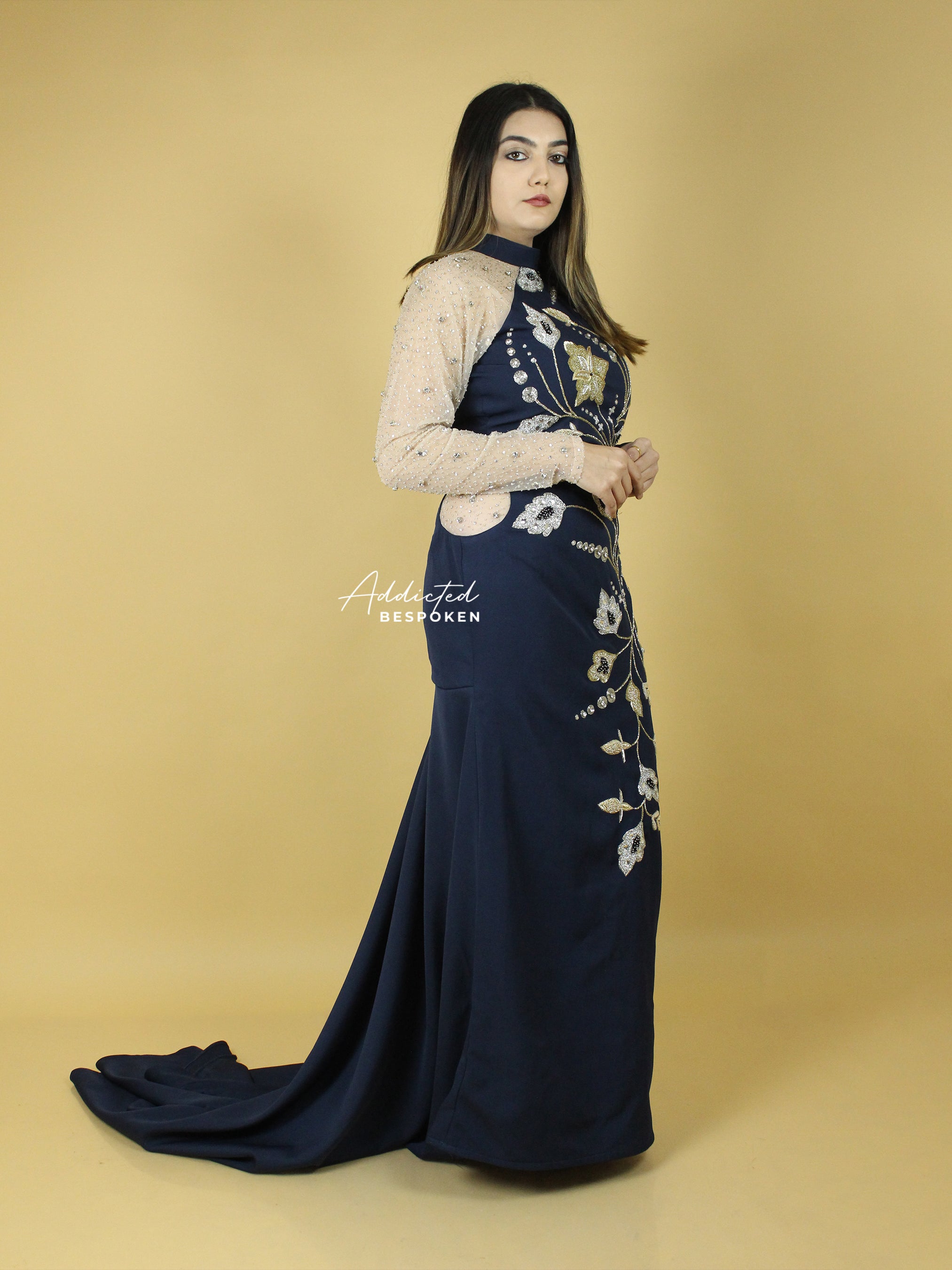 Blue Mermaid Evening Gown