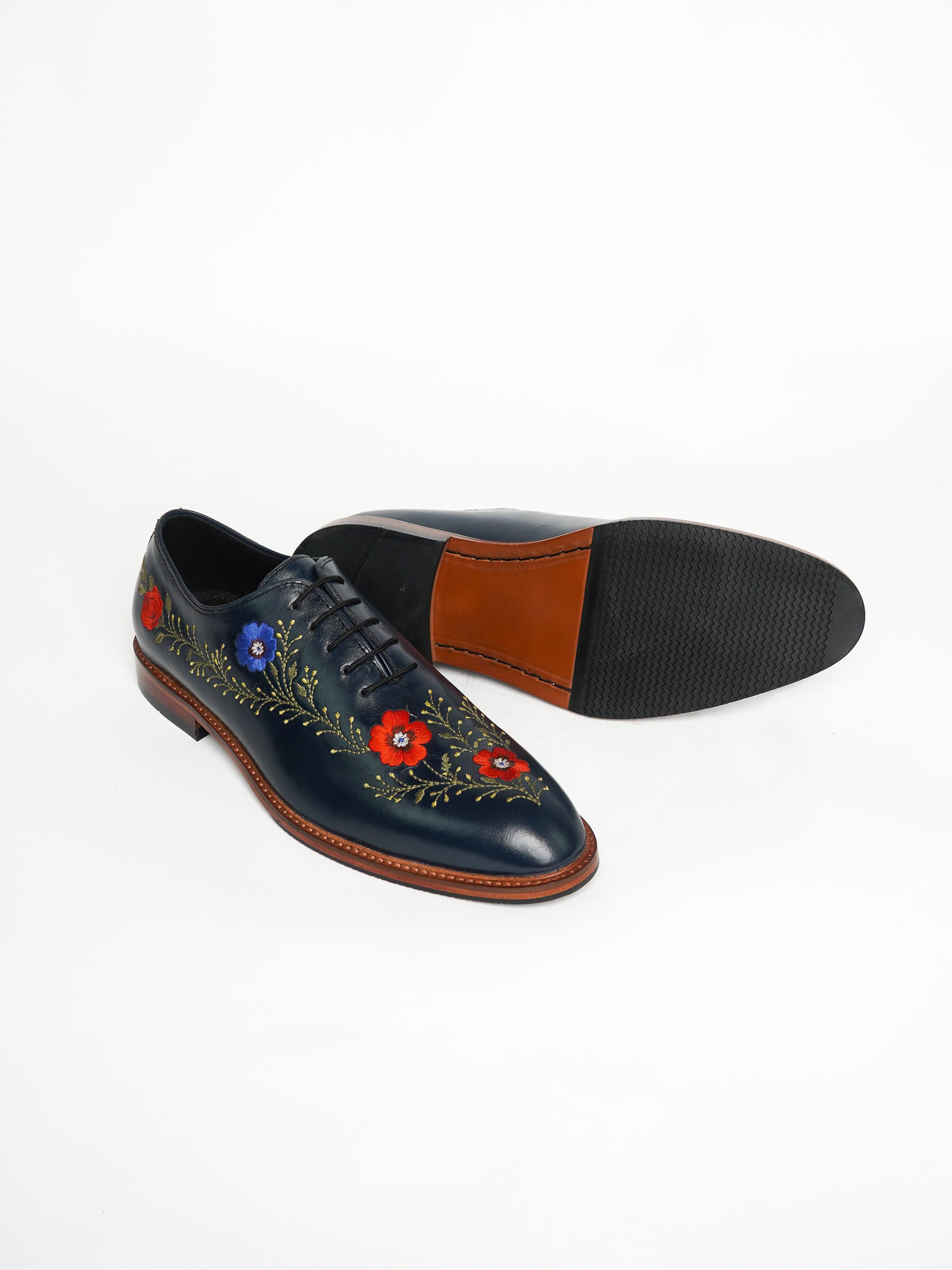 Navy Floral Laceup Shoes Addicted Bespoken