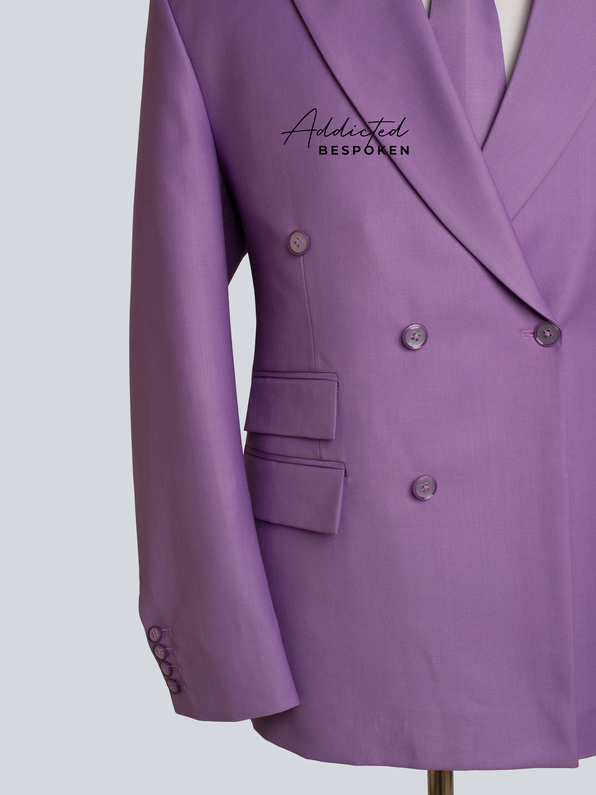 Purple Cotton Double-Breasted Suit