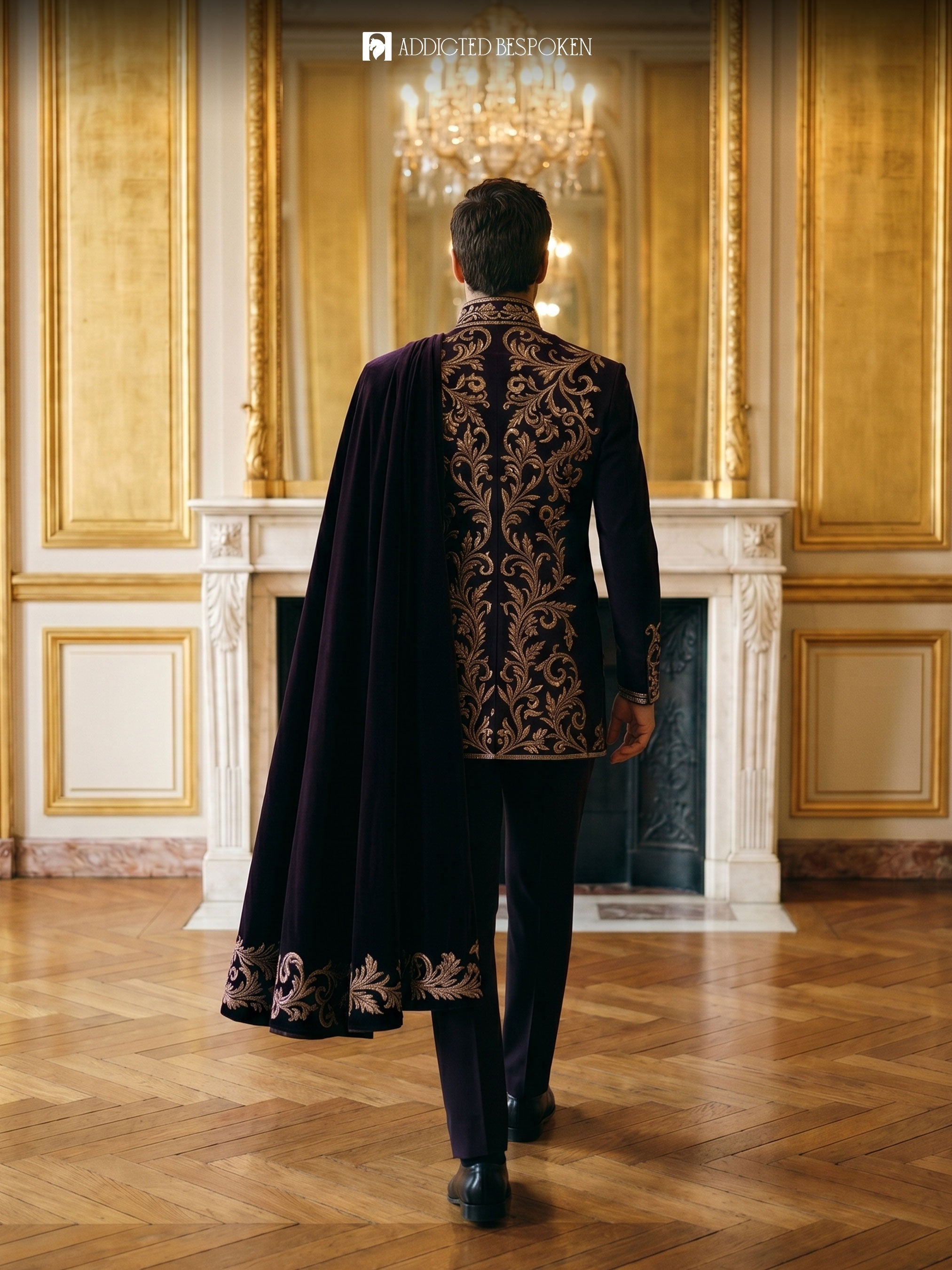 Imperial Gothic Embroidered Suit with Cape Addicted Bespoken