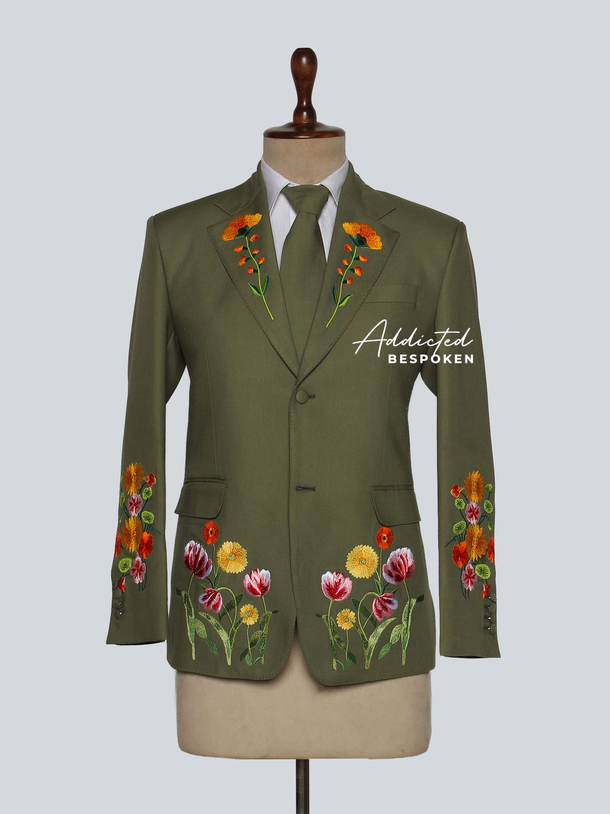 Hand Embroidered Green Suit for Men Addicted Bespoken