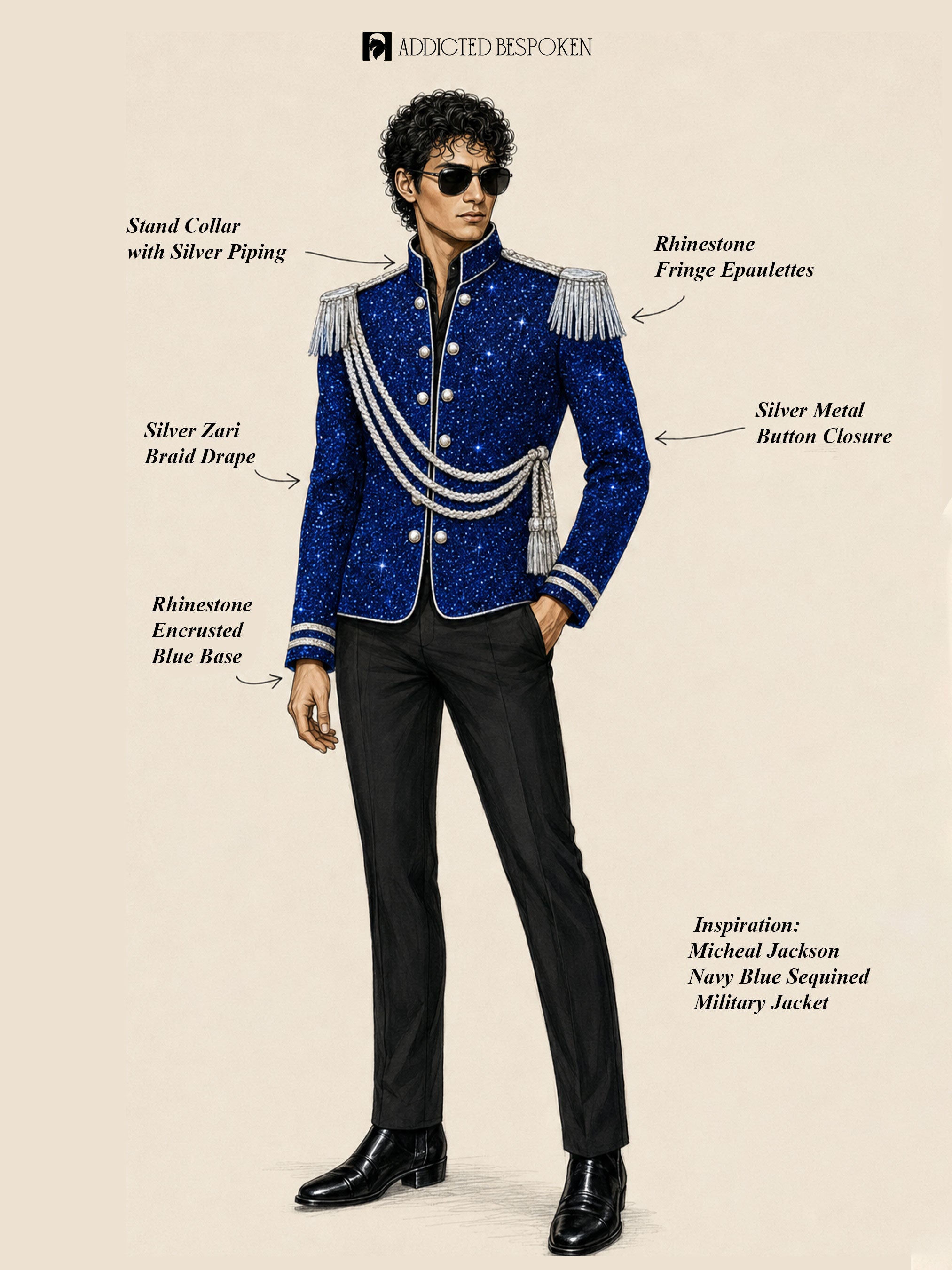Rhinestone Encrusted Military Jacket Addicted Bespoken