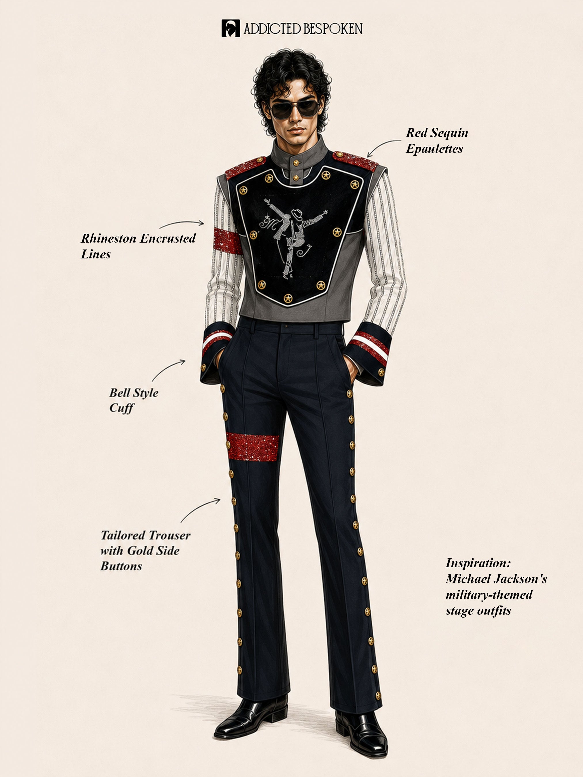 Military Embellished Bib Stage Costume Addicted Bespoken