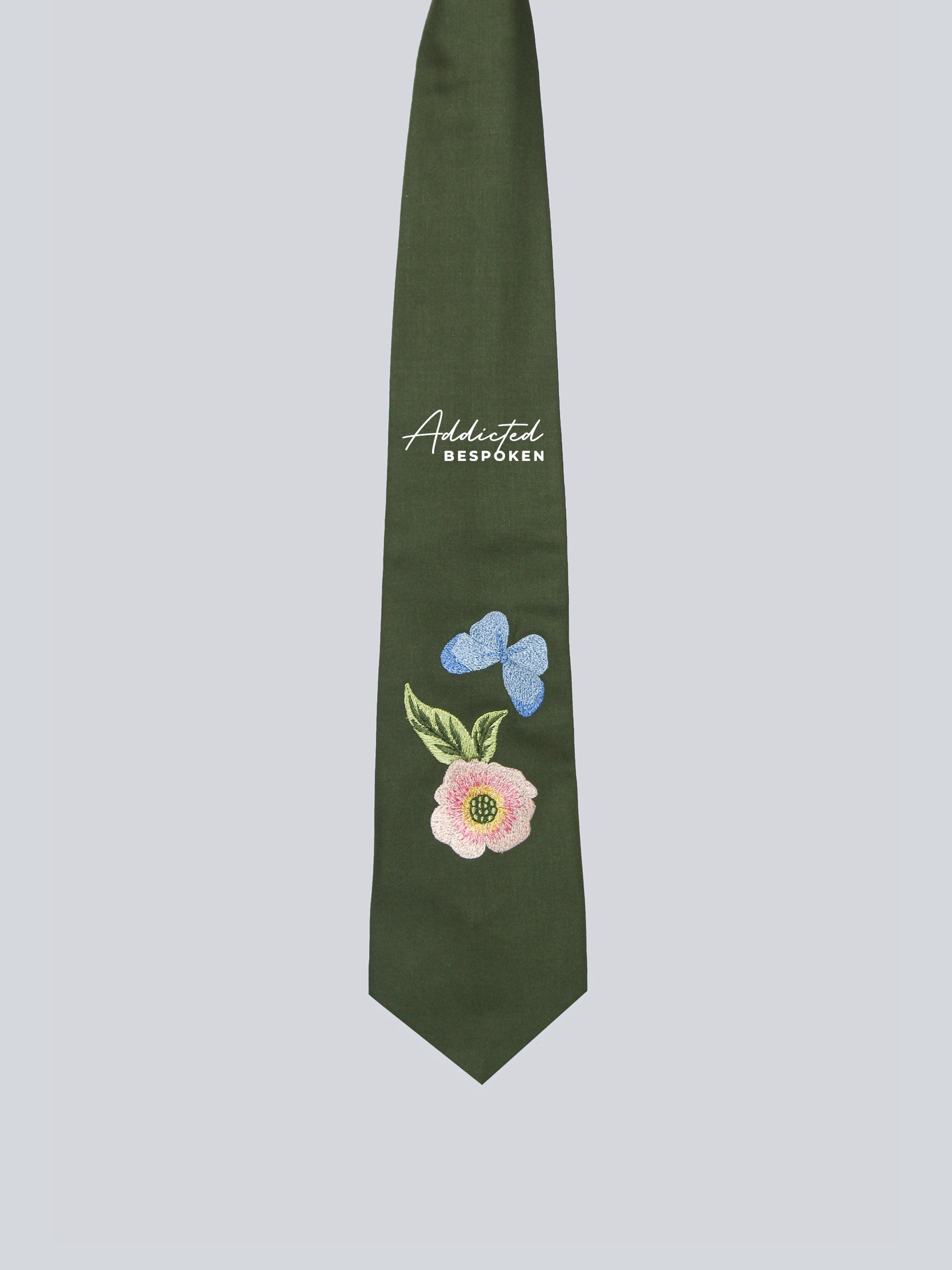 Green Embroidered Tie