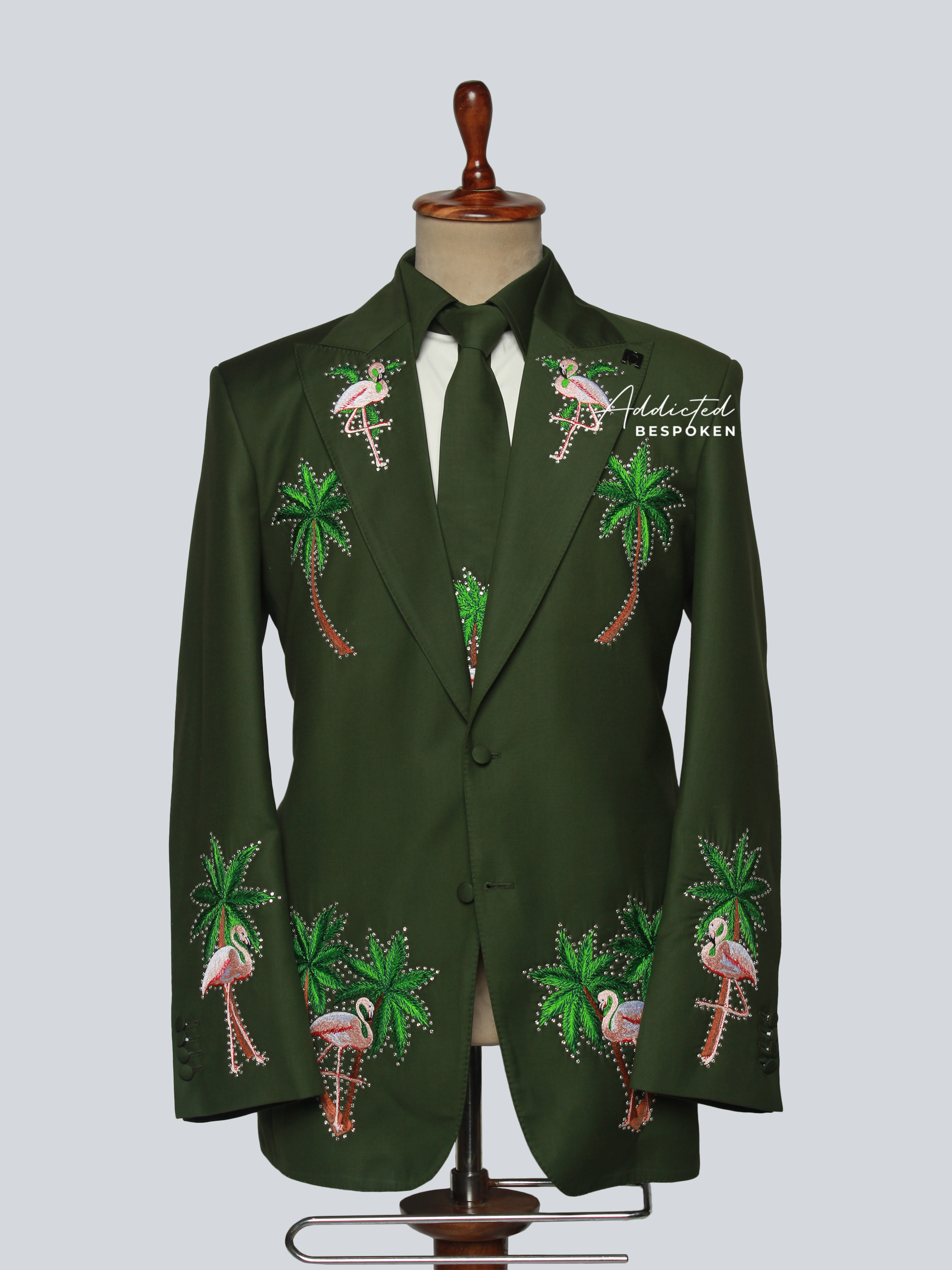 Flamingo Palm Embroidered Suit