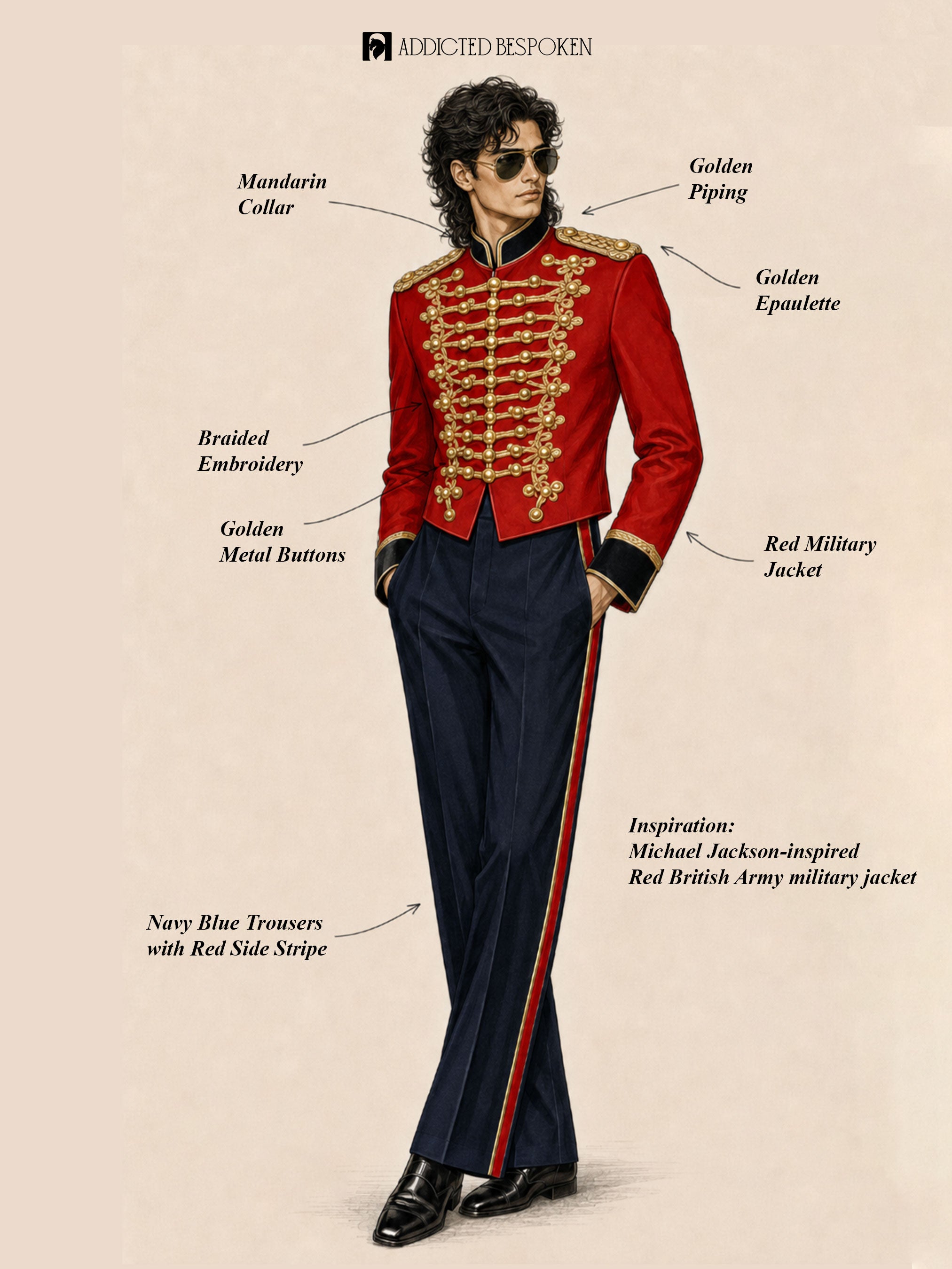 Gold Braided Military Stage Costume Addicted Bespoken
