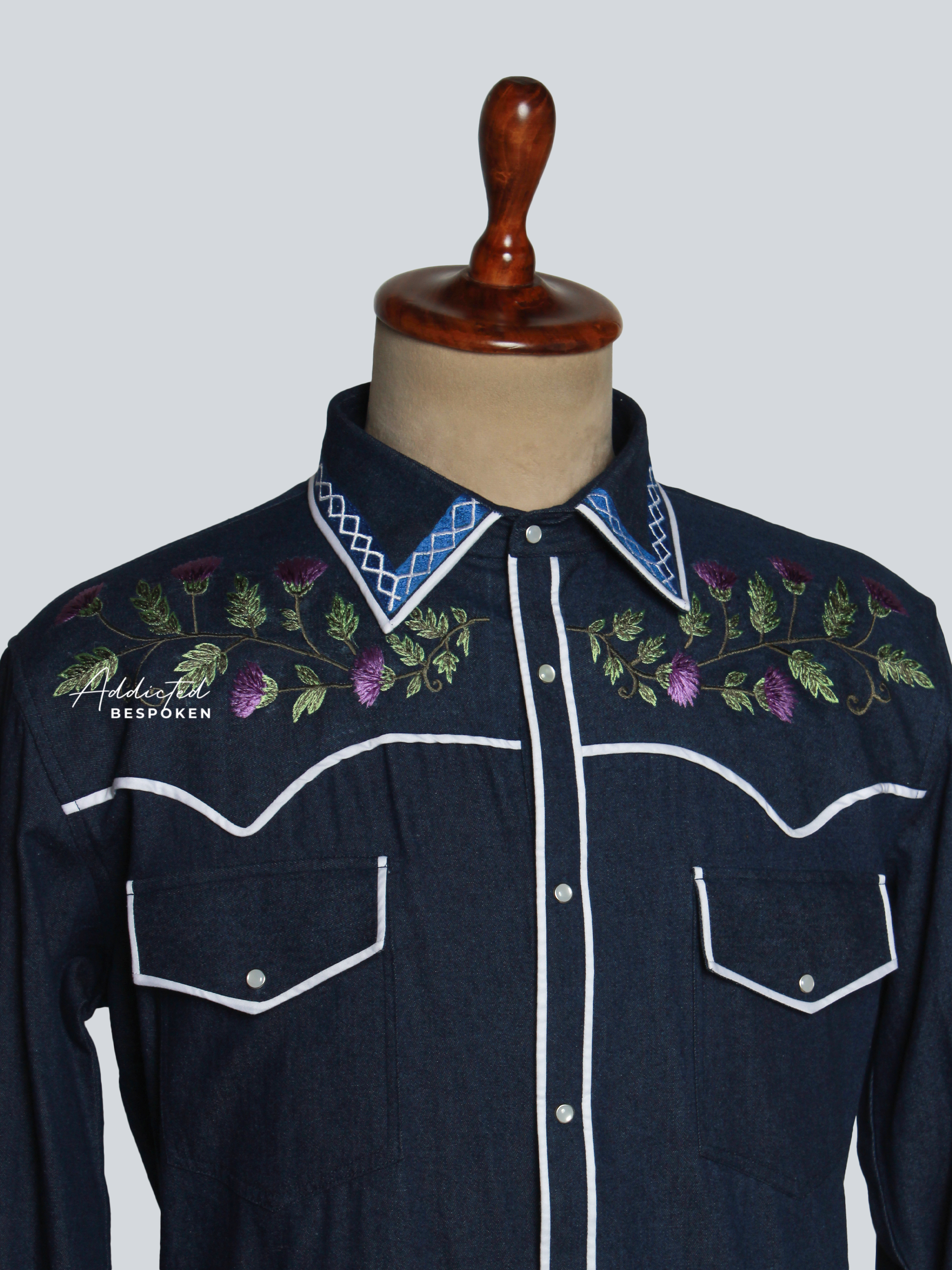 Embroidered Western Denim Shirt