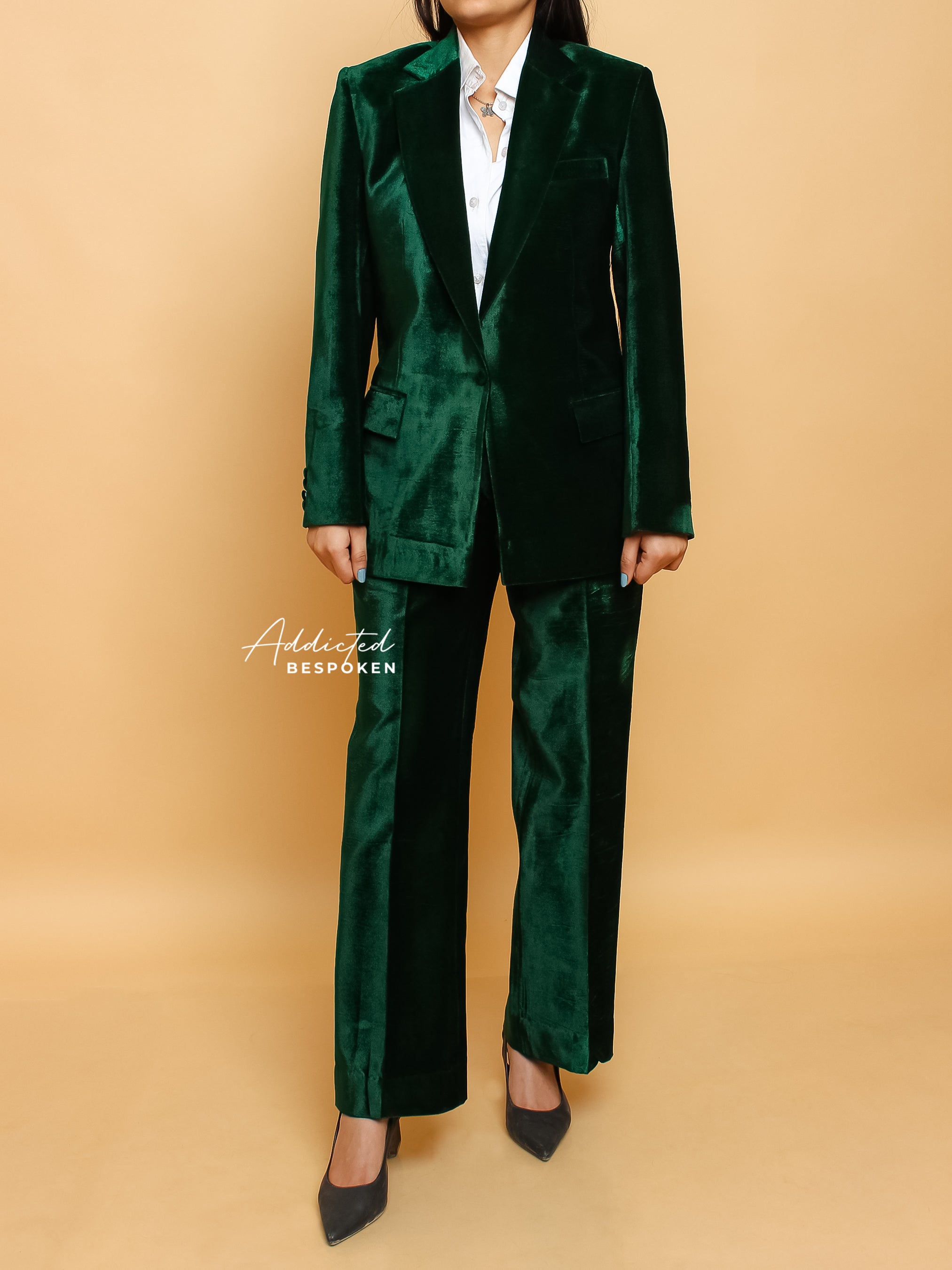 Green Velvet Power Suit