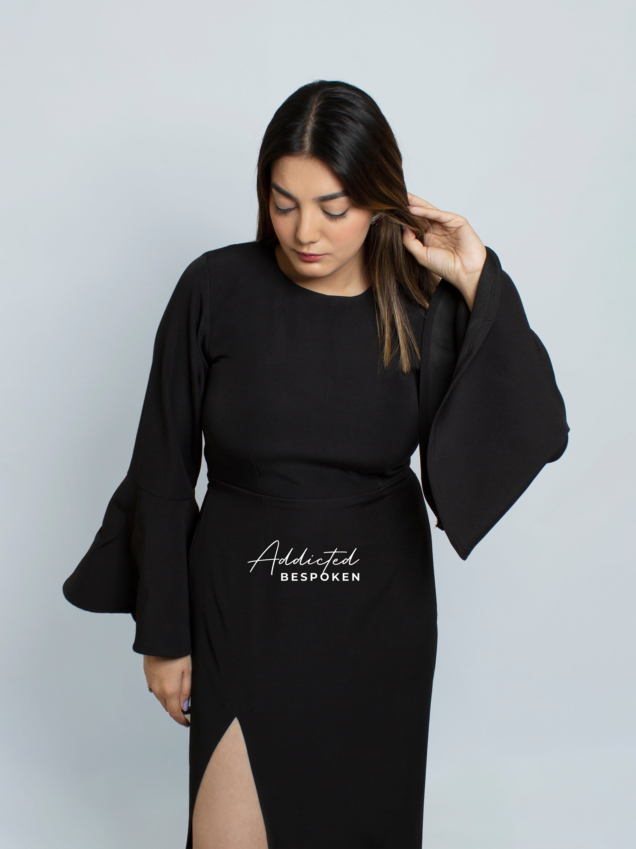 Black slit dress