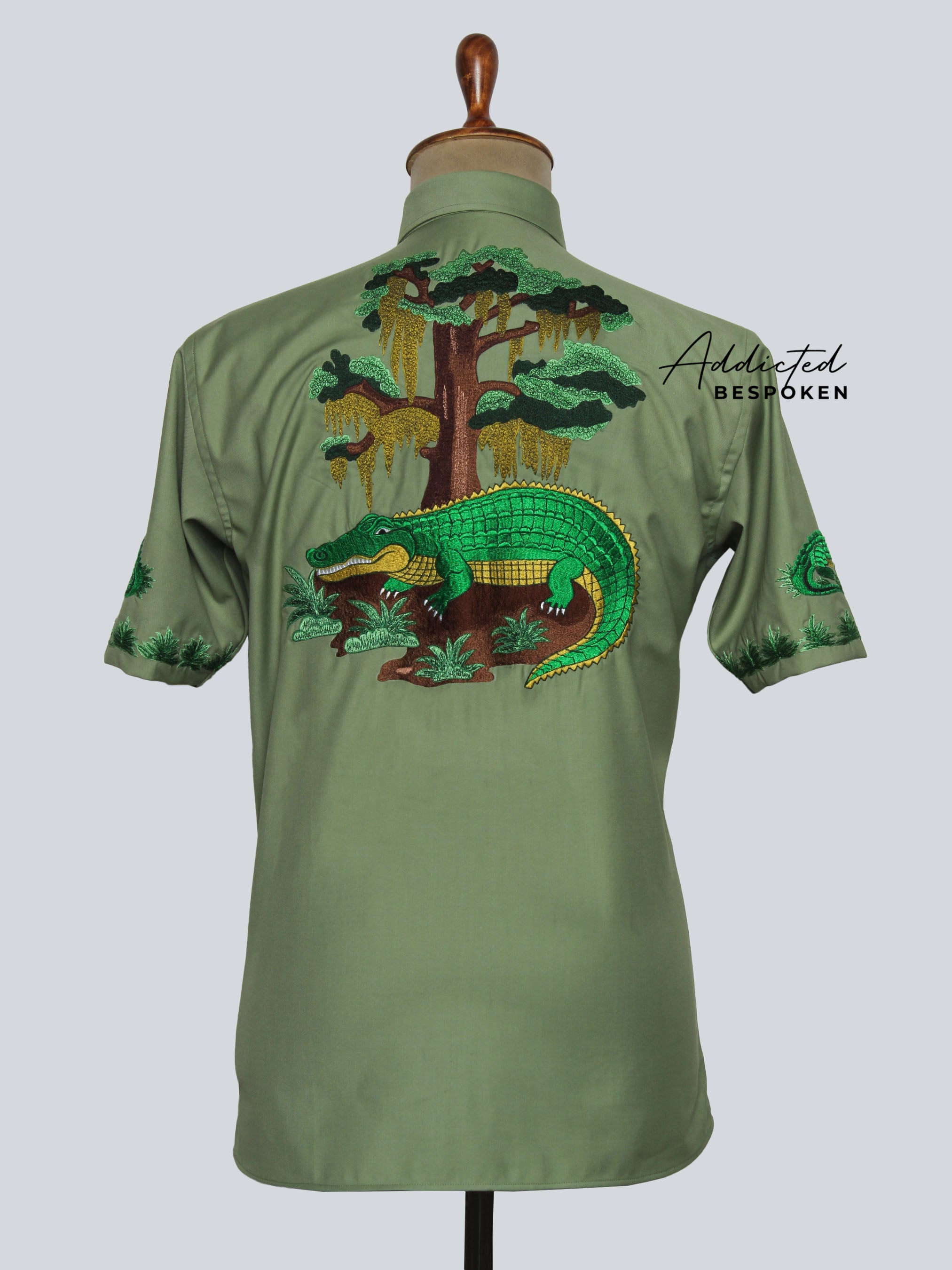 Crocodile Embroidered Western Shirt | Addicted Bespoken