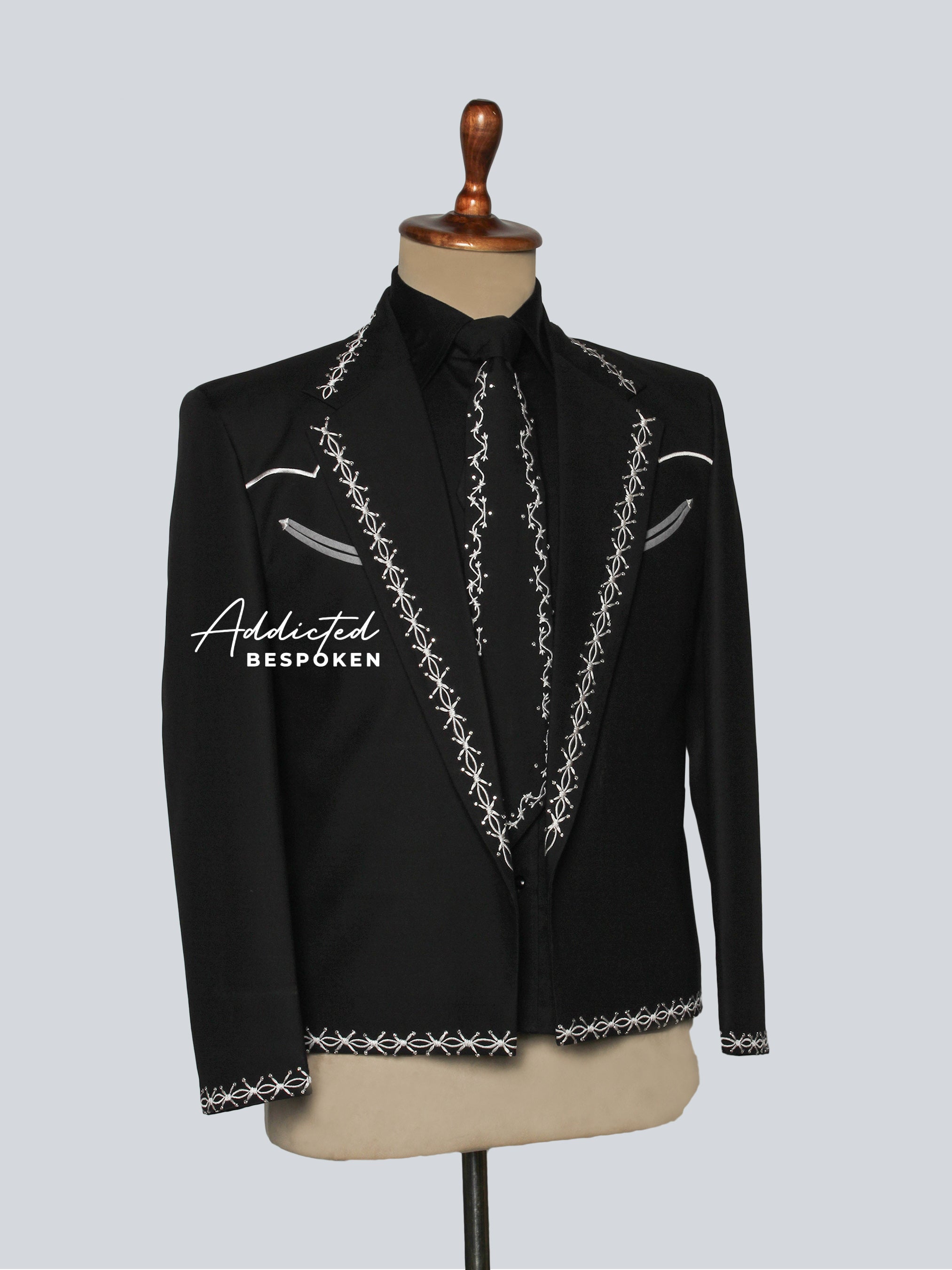 Noir Edge Embroidered Suit Addicted Bespoken