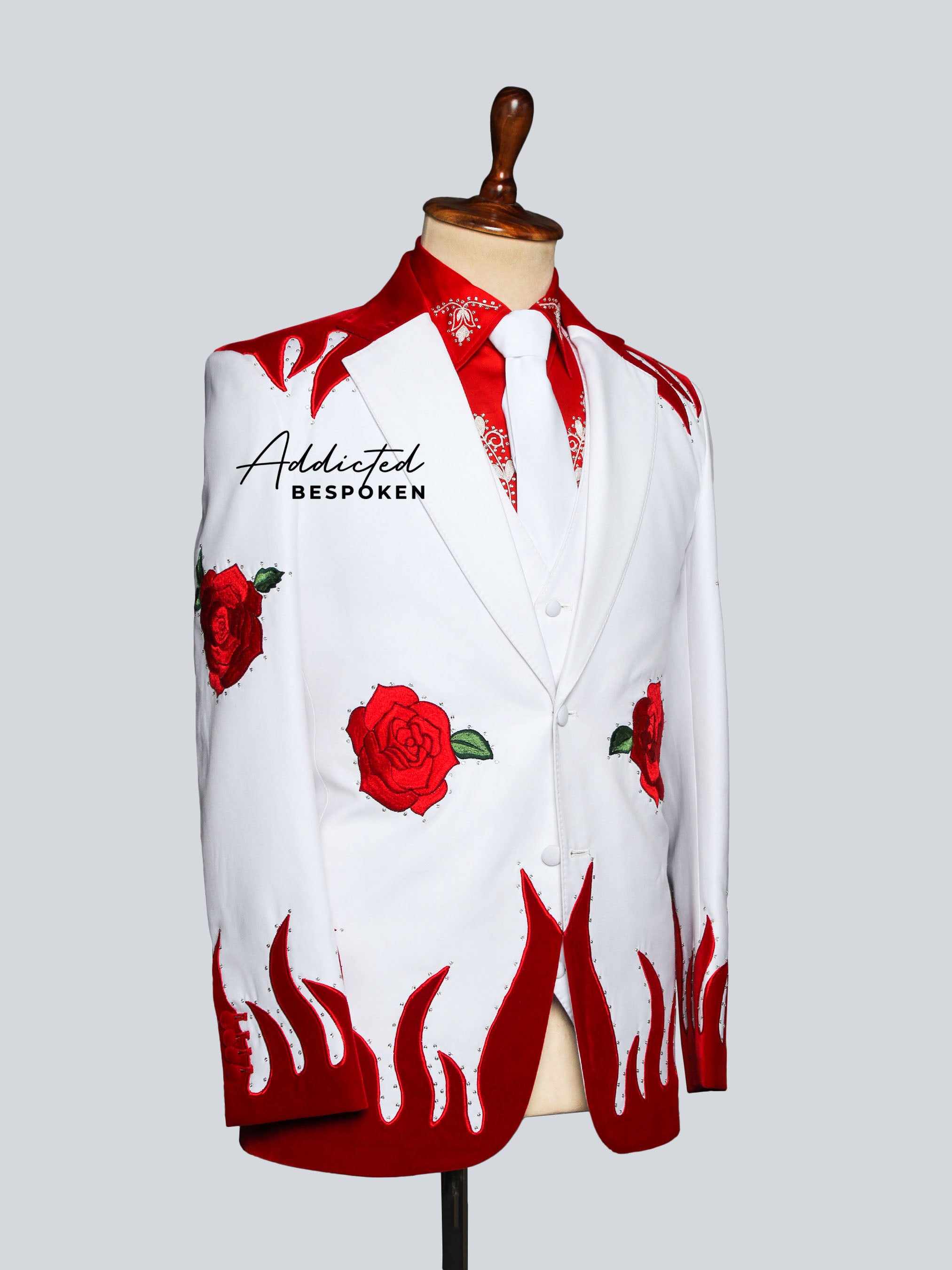Flame Rose Embroidered Suit Addicted Bespoken