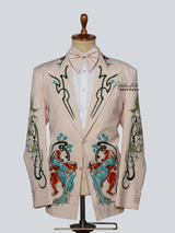 Twin Stallion Embroidered Suit