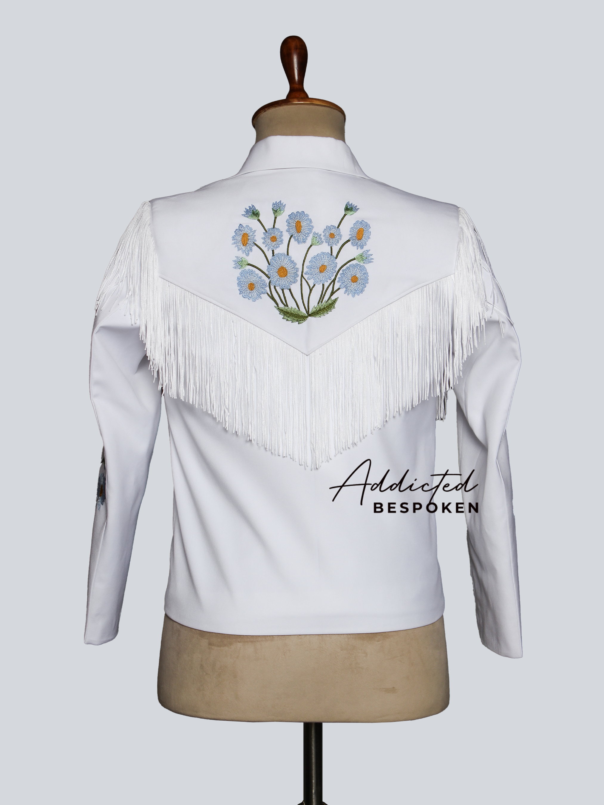 White Floral Embroidered Blazer