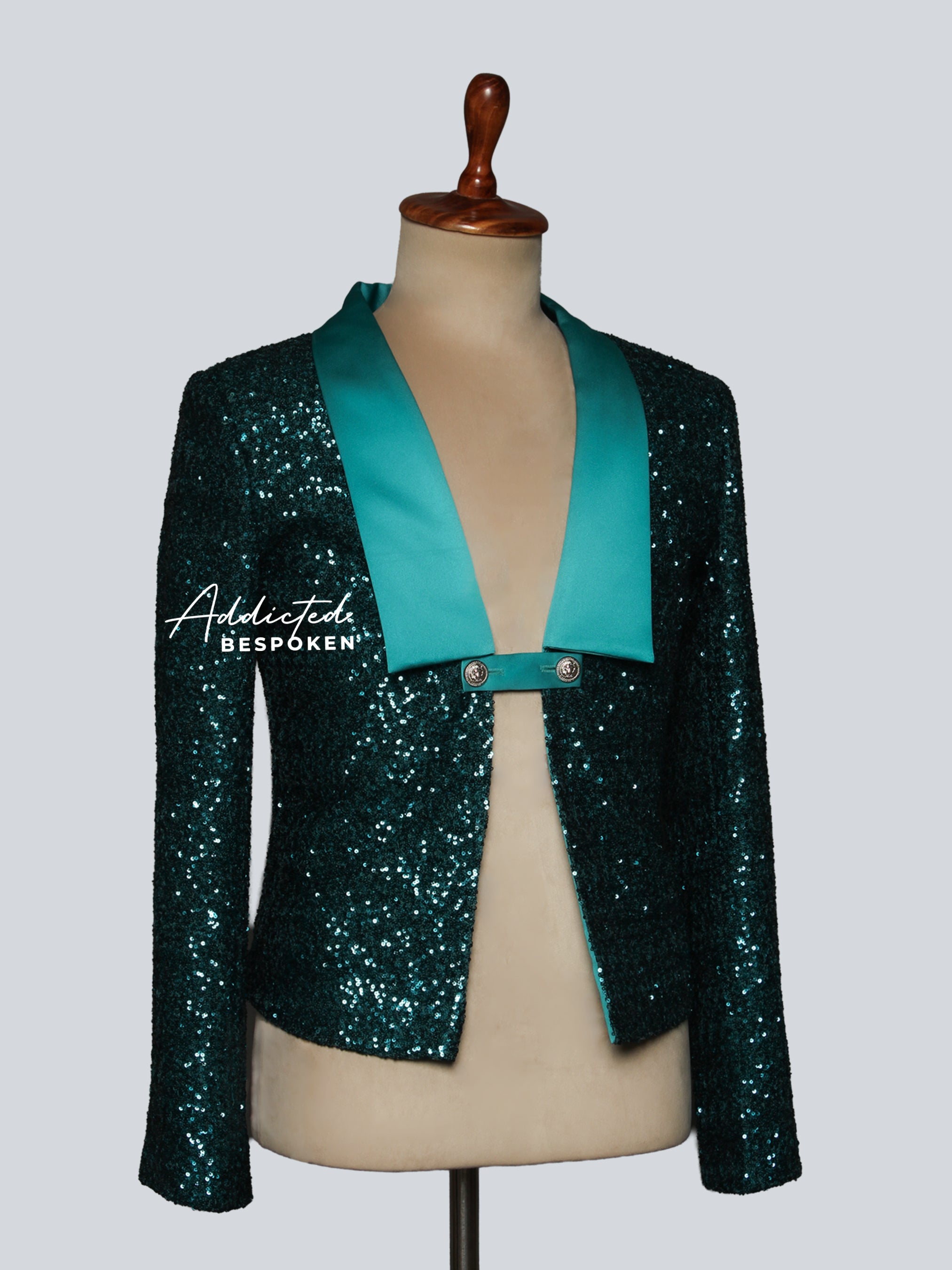 Teal Sequin Blazer Set