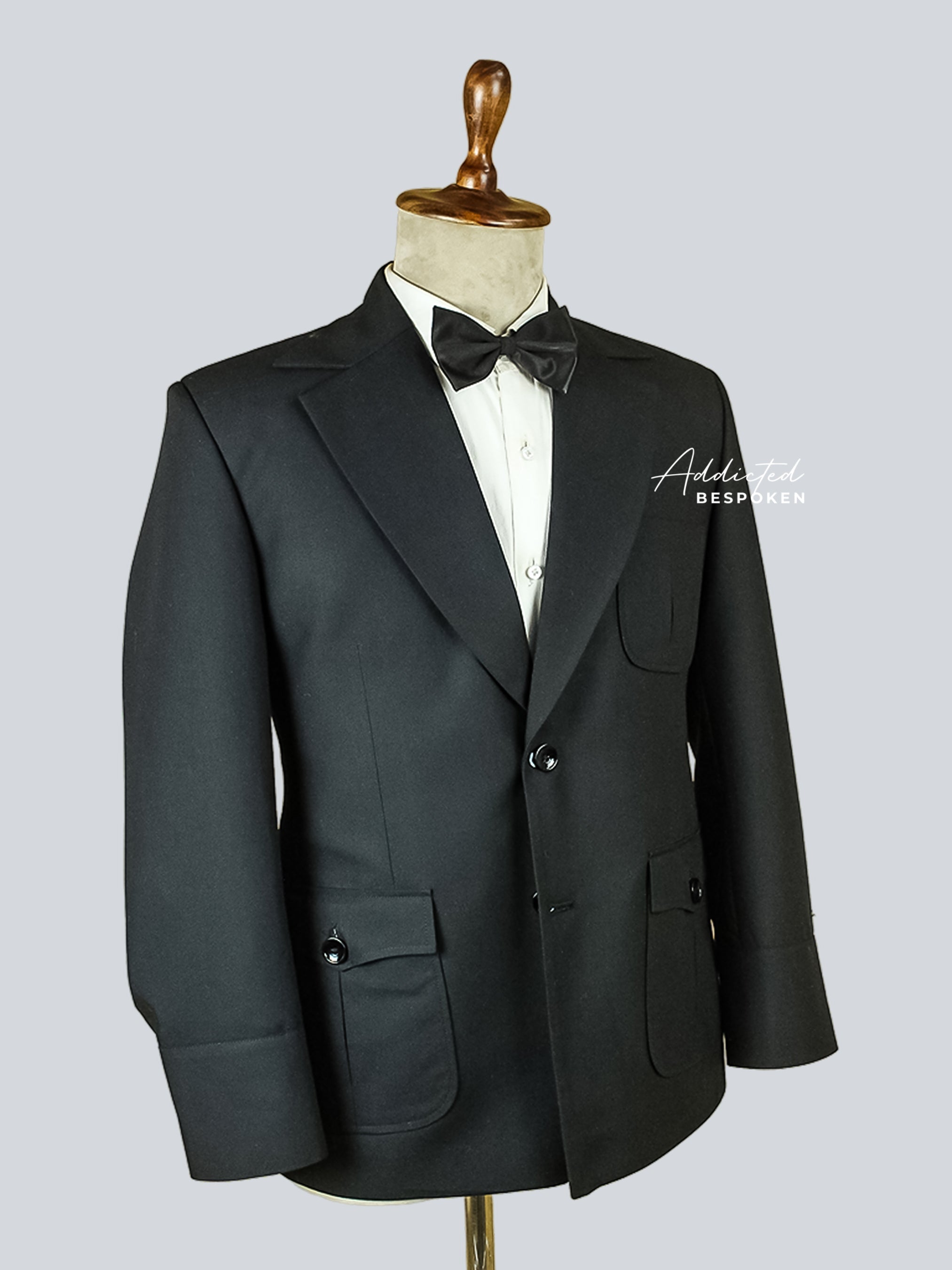 Tailored Black Cotton Safari Blazer Addicted Bespoken