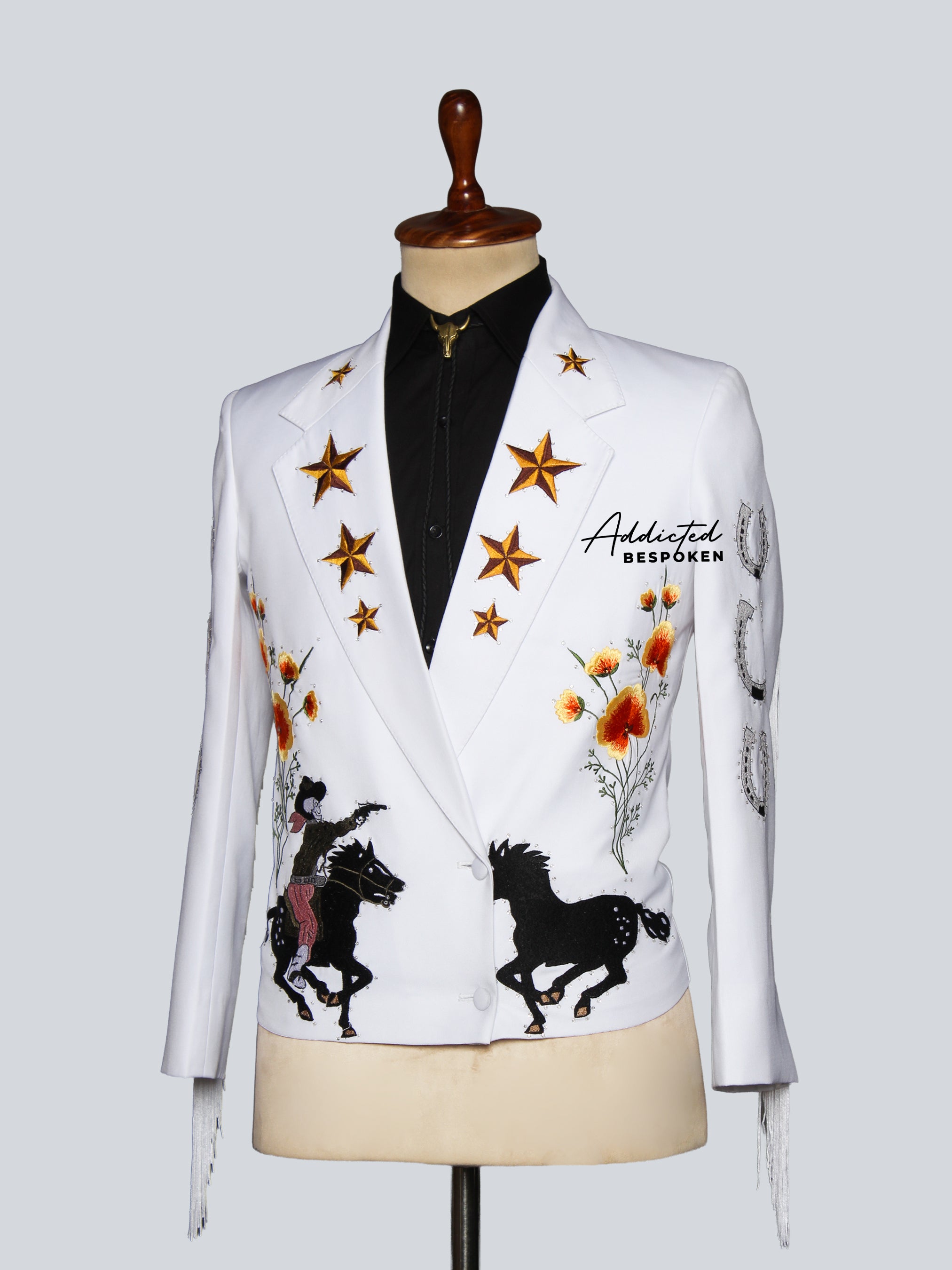 White Embroidered Blazer