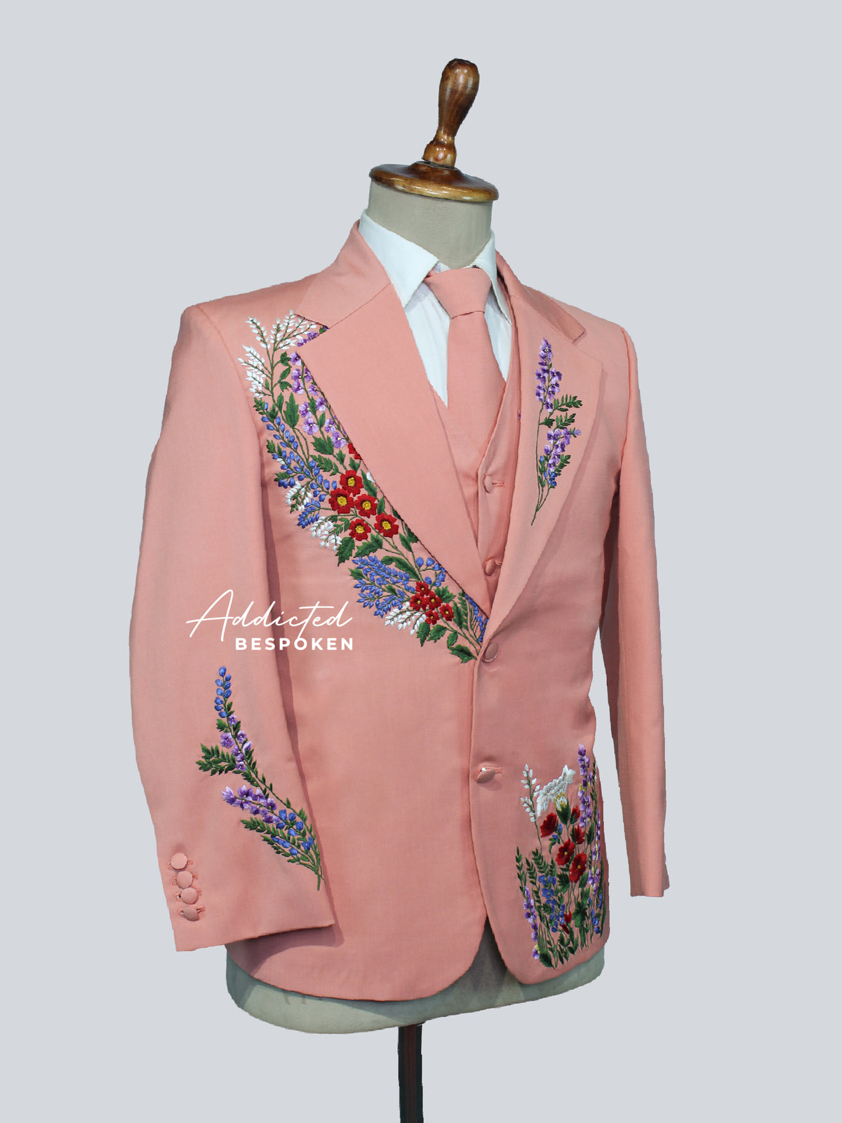 Men’s Blush Floral Suit Addicted Bespoken