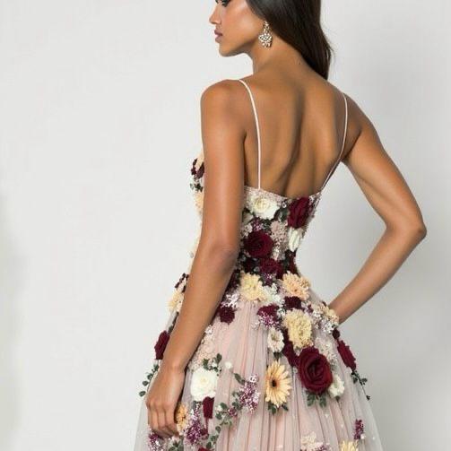 Blooming Appliqué High-Low Gown