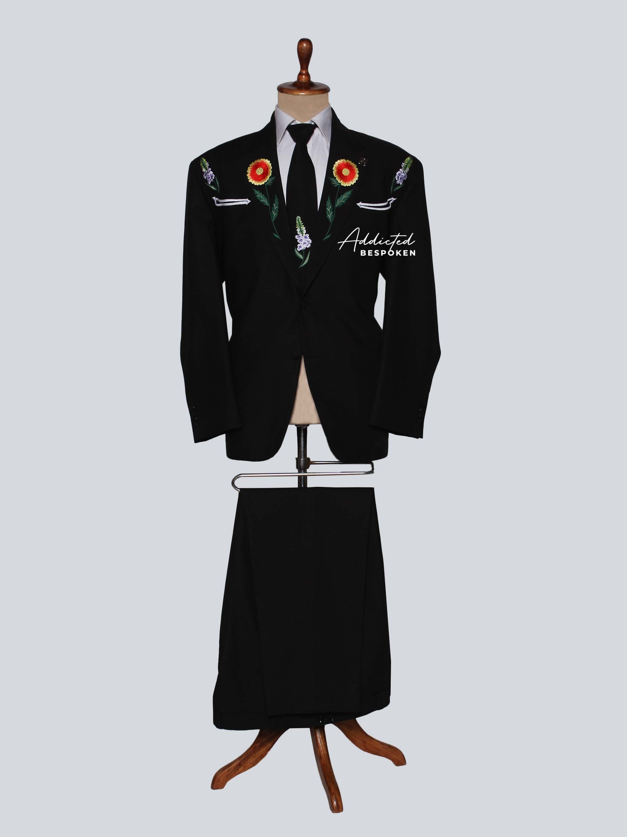 Luxury Floral Embroidered Suit Addicted Bespoken
