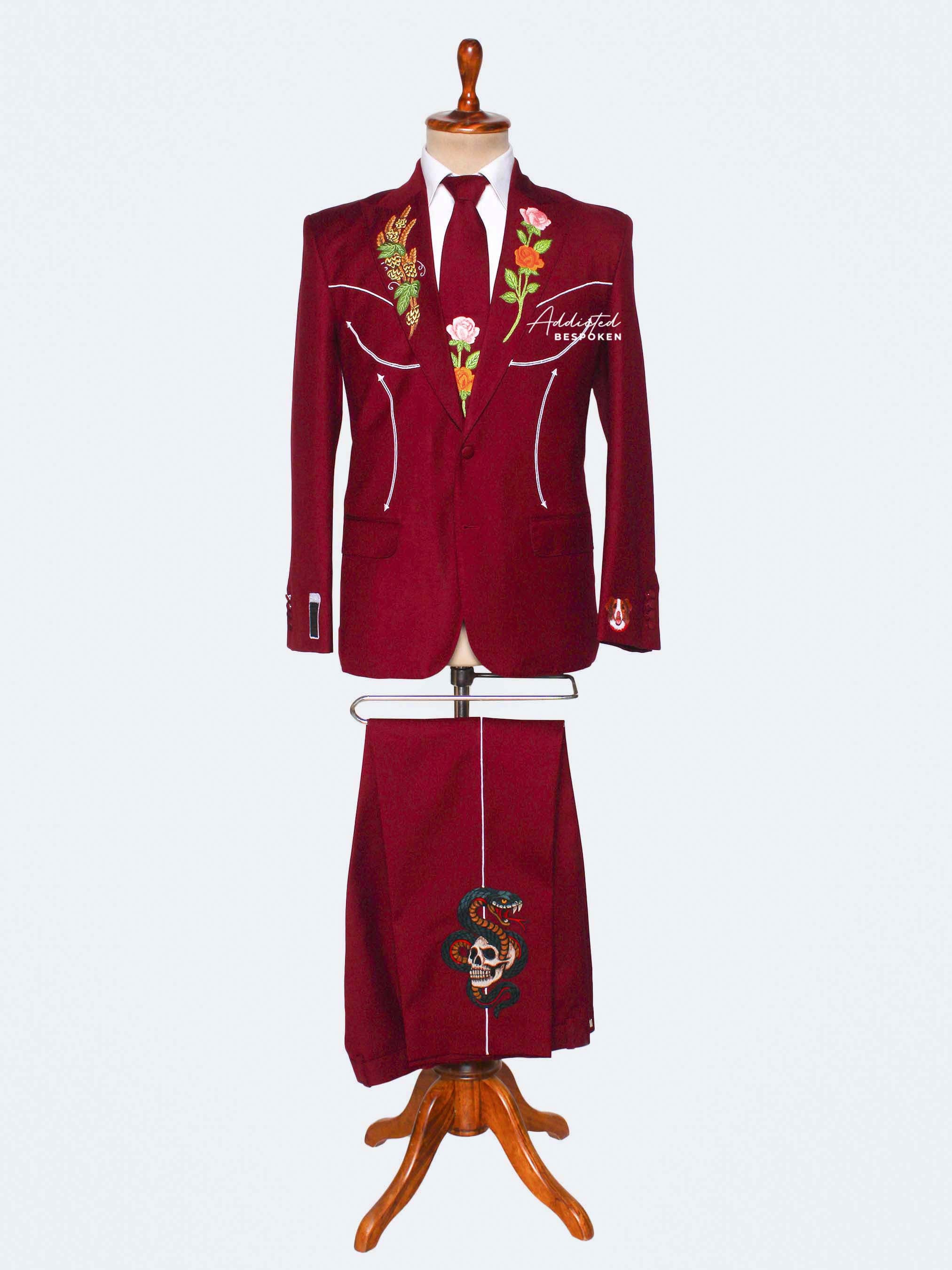 Floral Embroidered Western Suit Addicted Bespoken