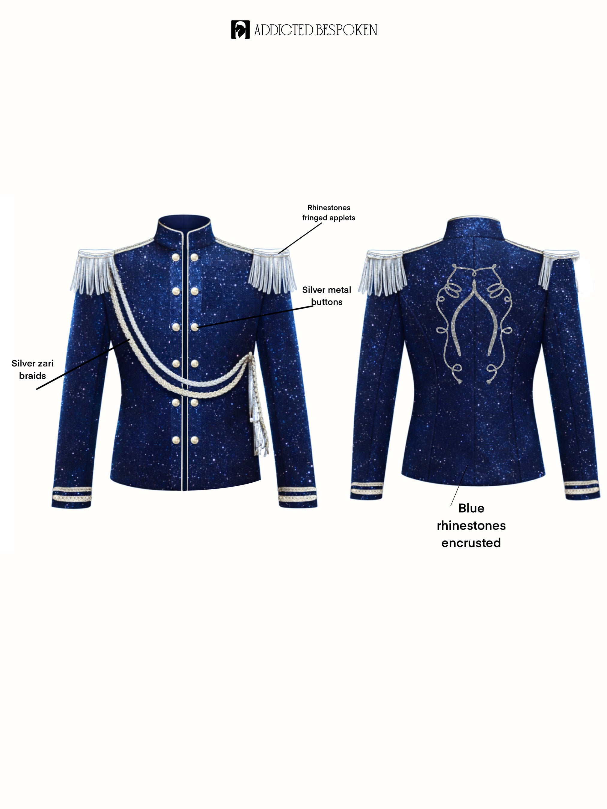 Rhinestone Encrusted Military Jacket Addicted Bespoken