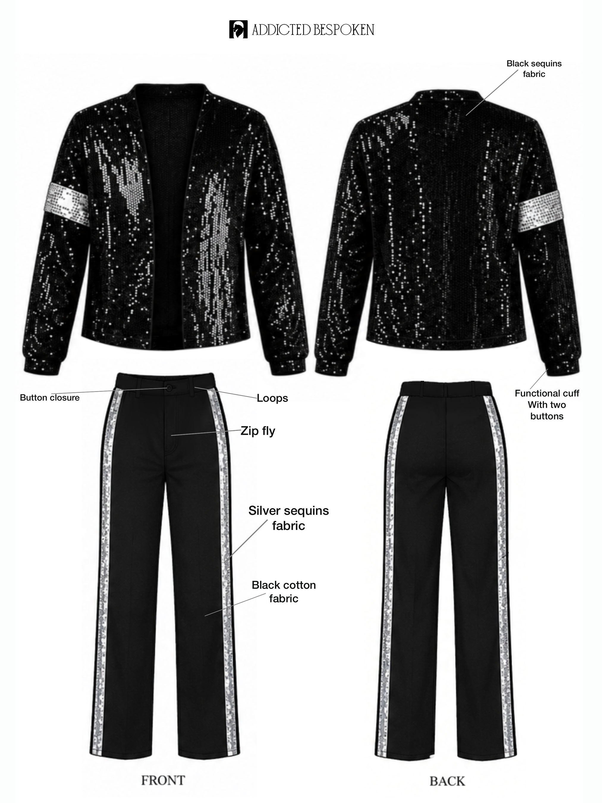 Sequin Stage Performance Outfit Addicted Bespoken