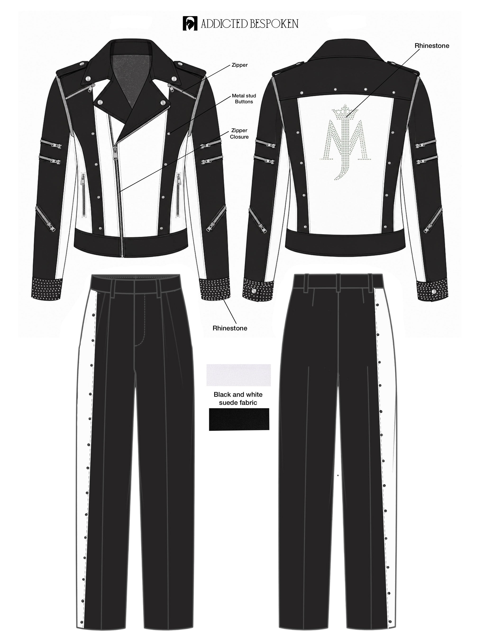 Suede Rhinestone Biker Stage Costume Addicted Bespoken