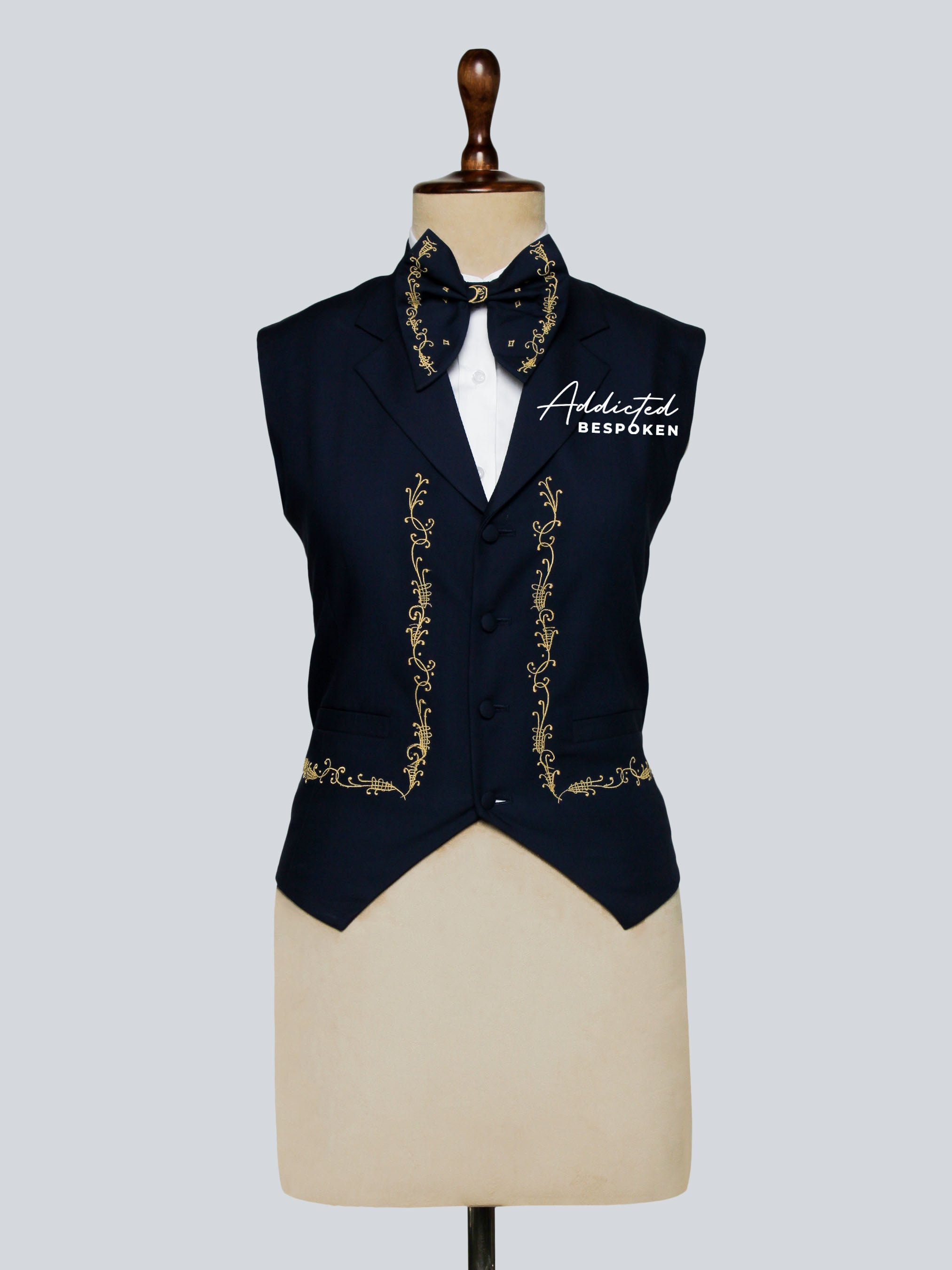Navy Gold Embroidered Mariachi Suit Addicted Bespoken