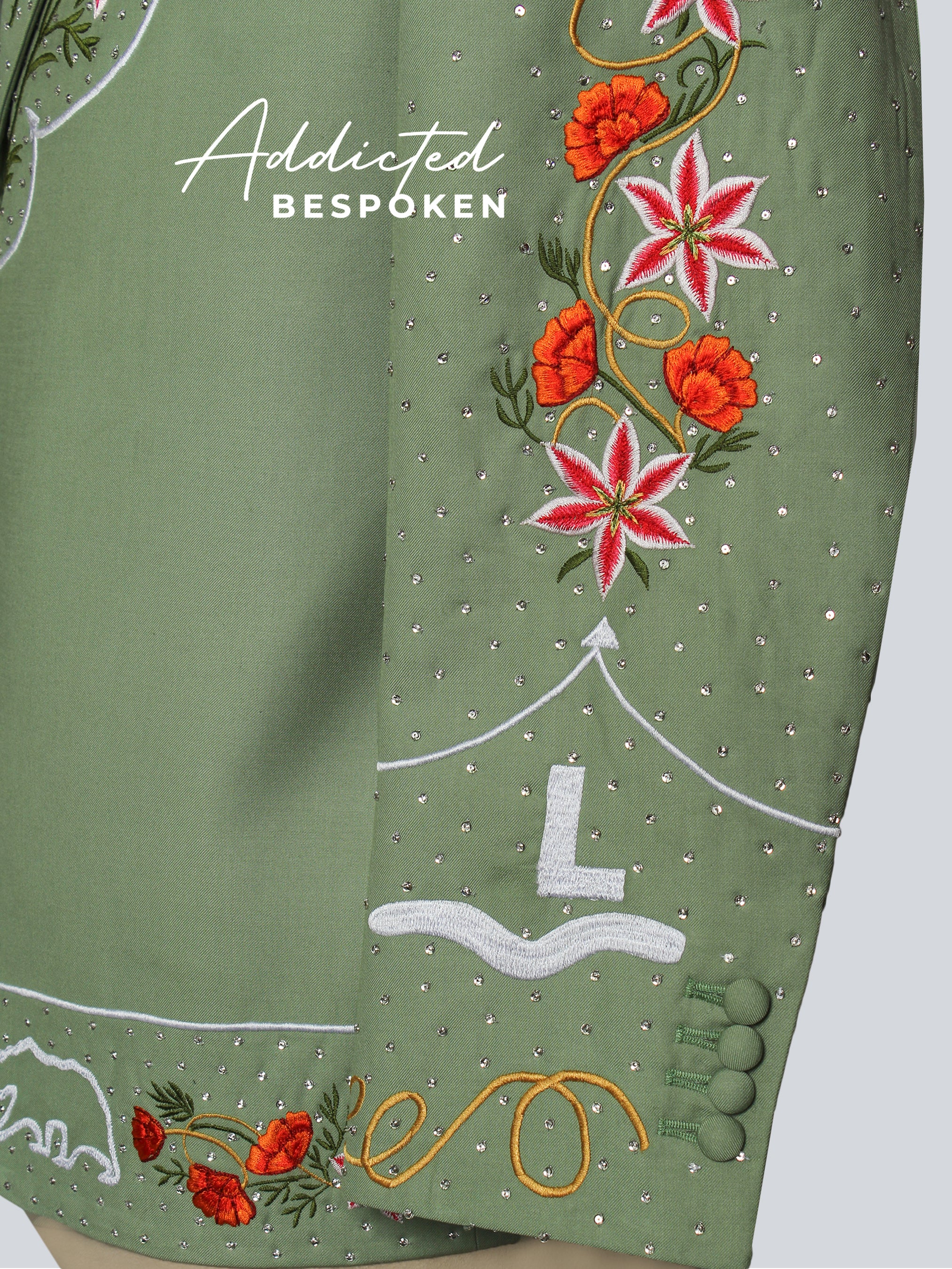 Sage Bloom Embroidered Suit Addicted Bespoken