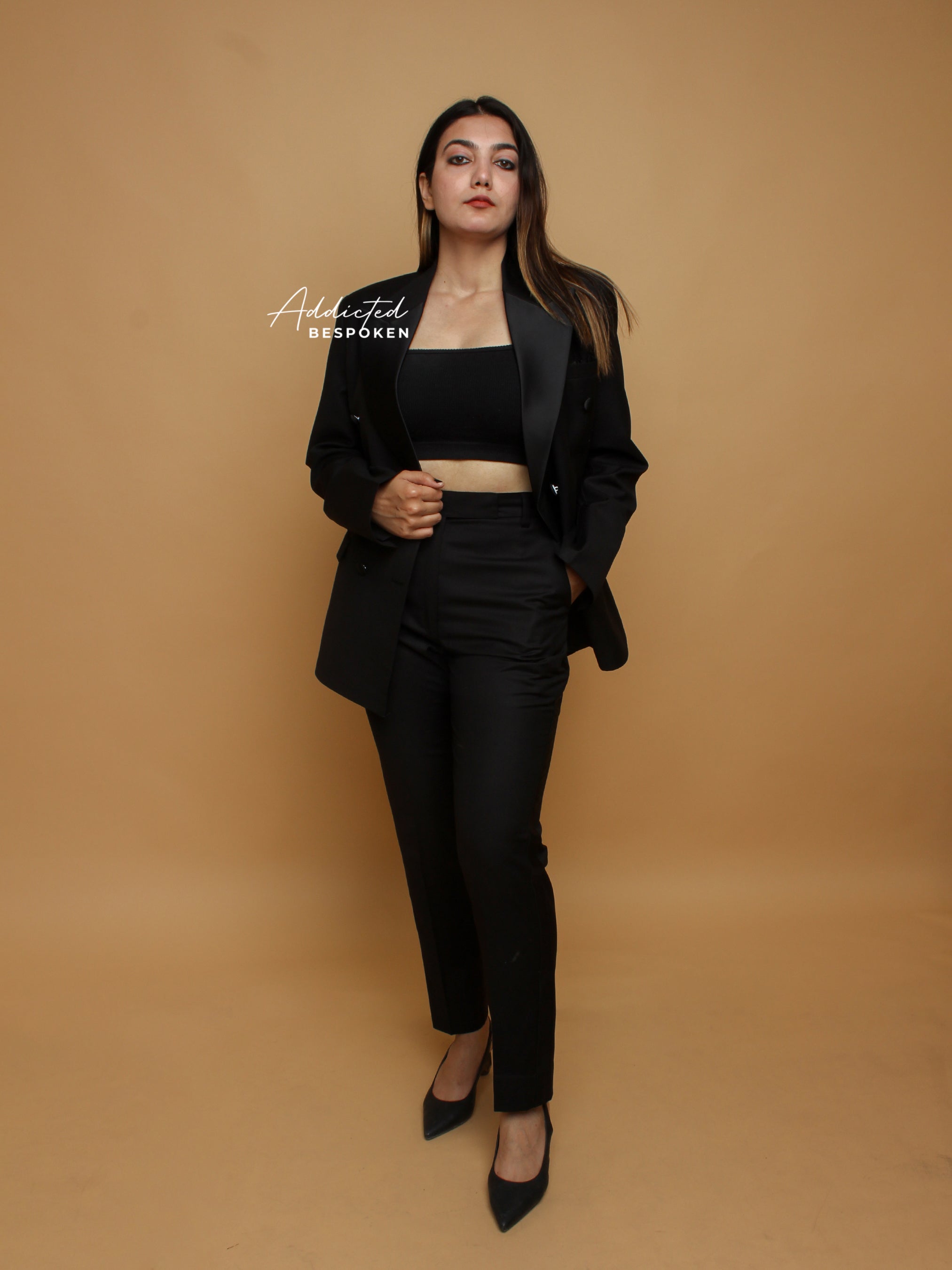 Black Cotton Tuxedo Ensemble