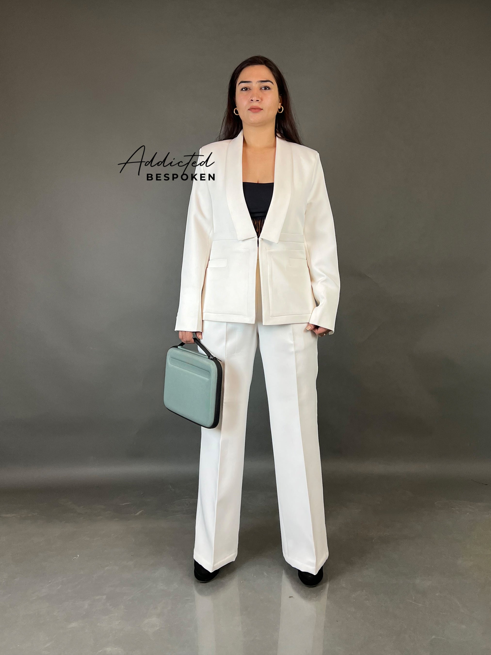 Tailored White Cotton Pantsuit