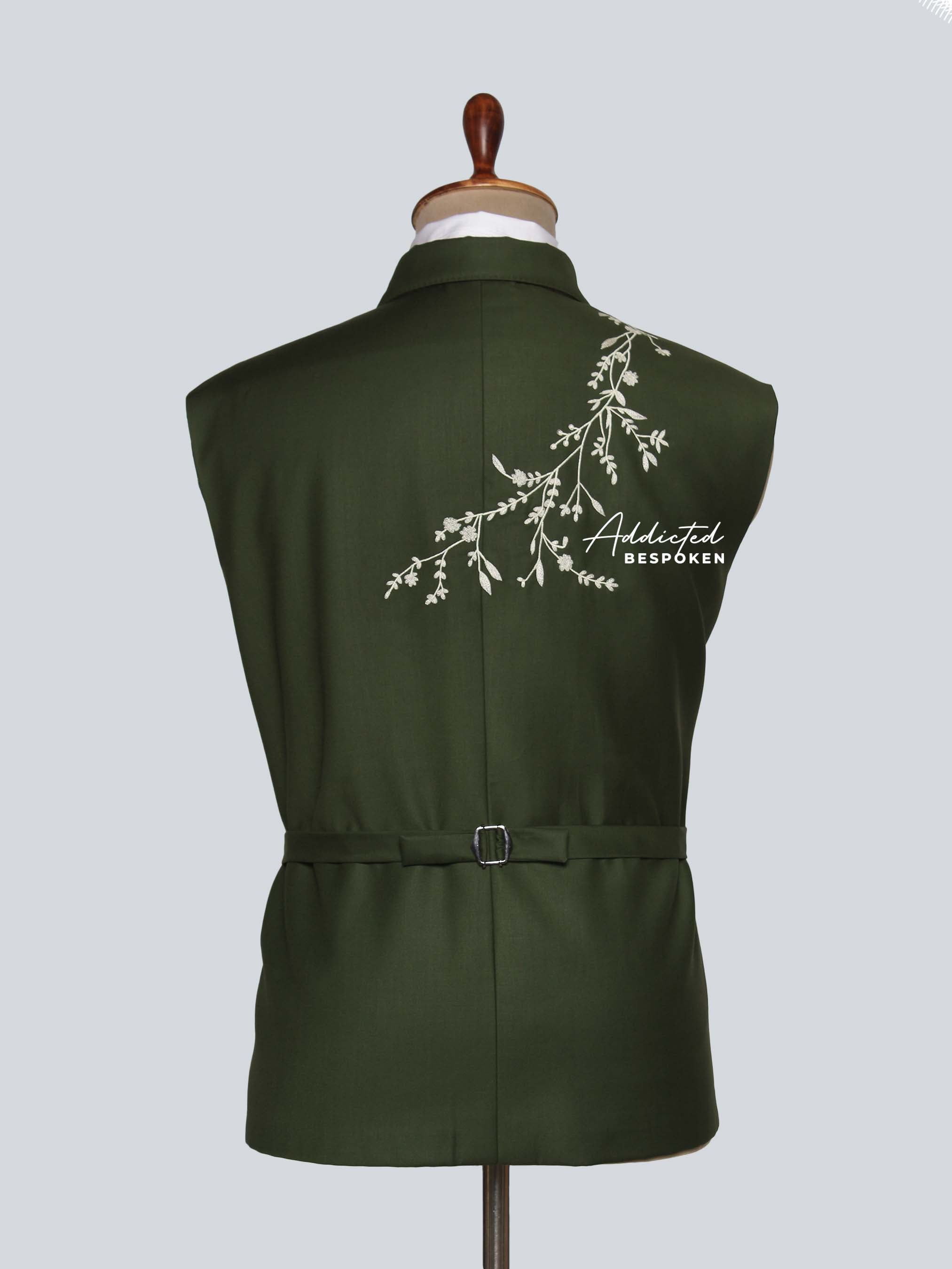 Green Embroidered Floral Suit Addicted Bespoken