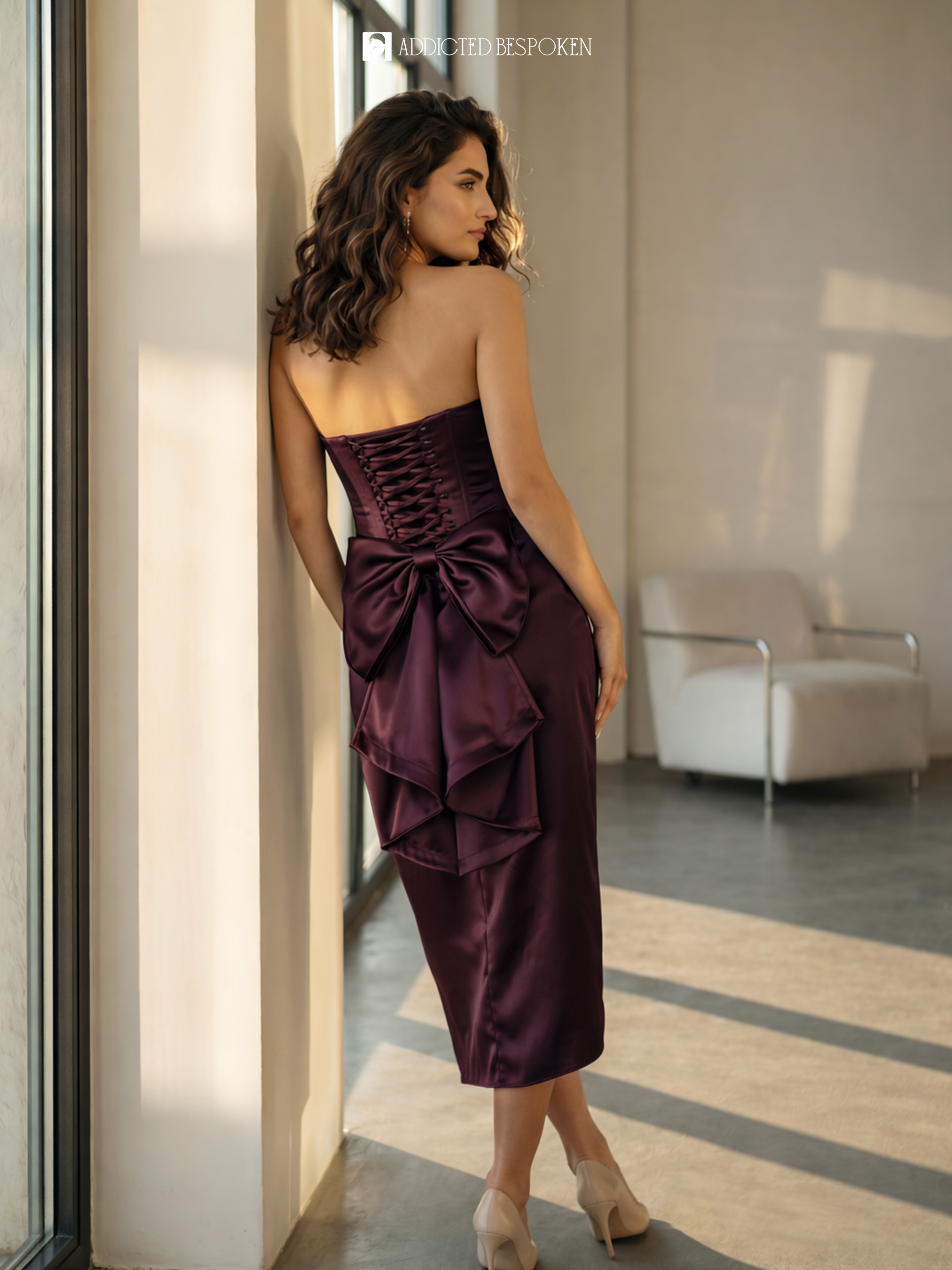 Satin Strapless Midi Dress Addicted Bespoken
