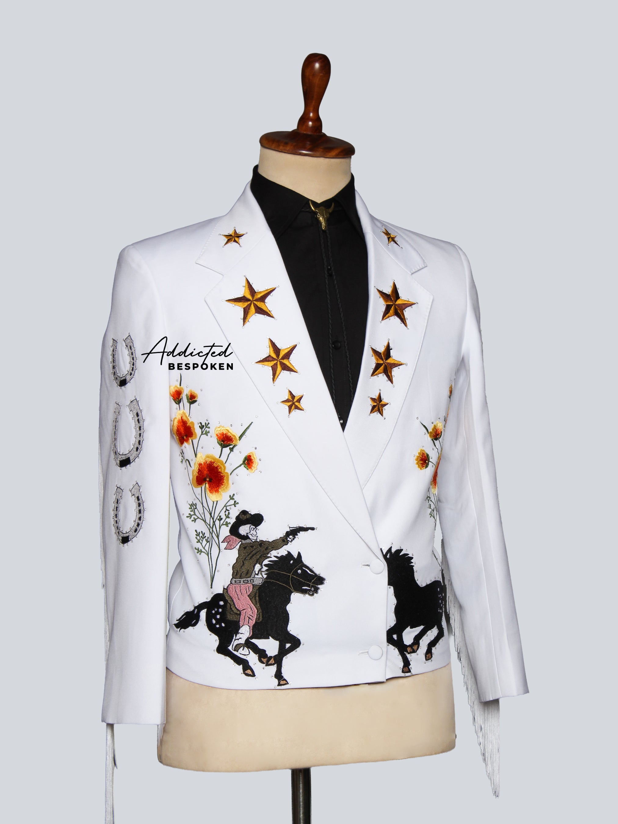 White Embroidered Blazer