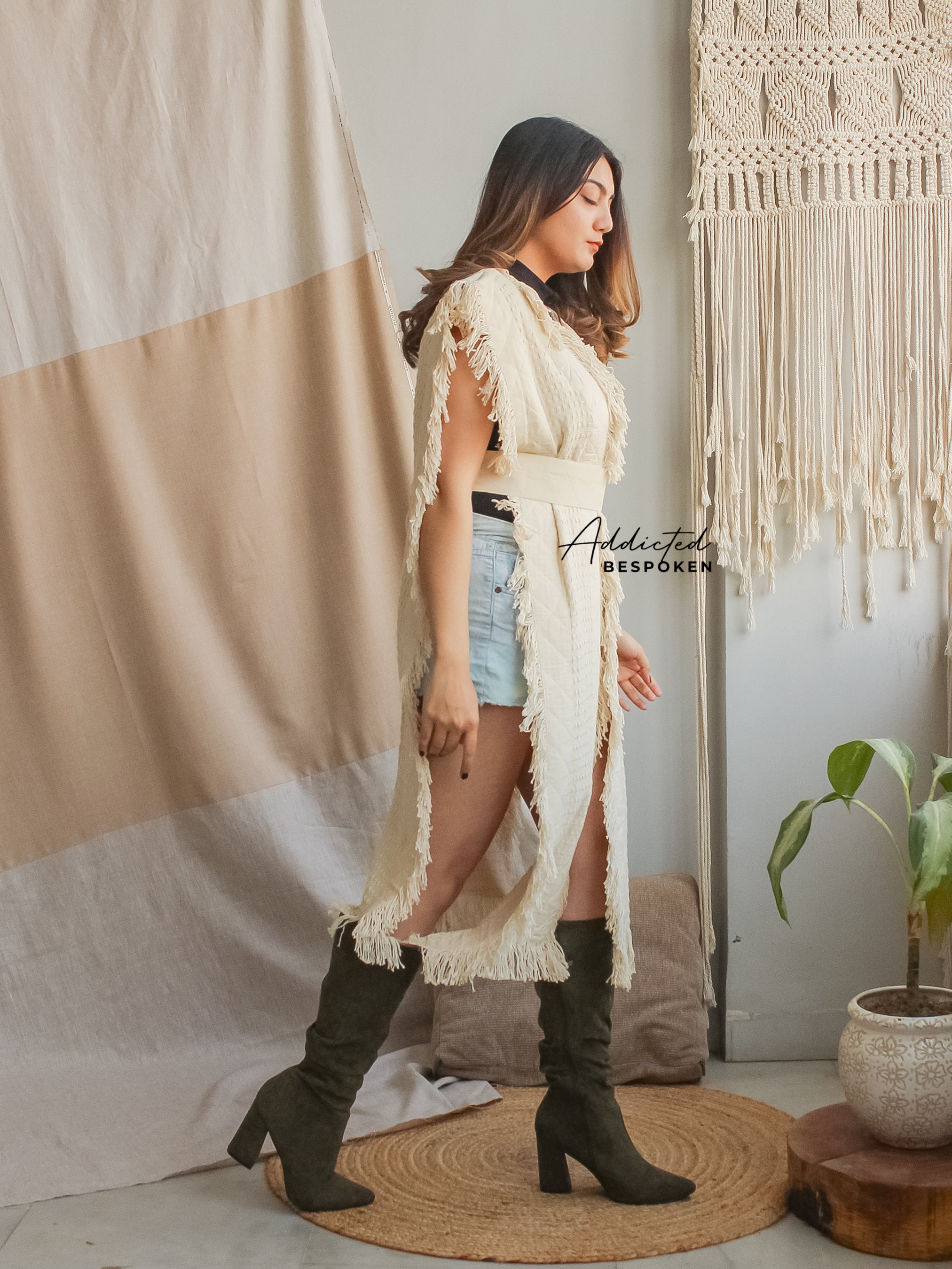 Boho Chic Belted Poncho