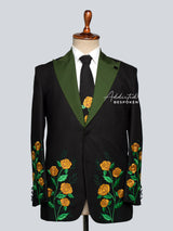 Signature Rose Motif Embroidered Suit