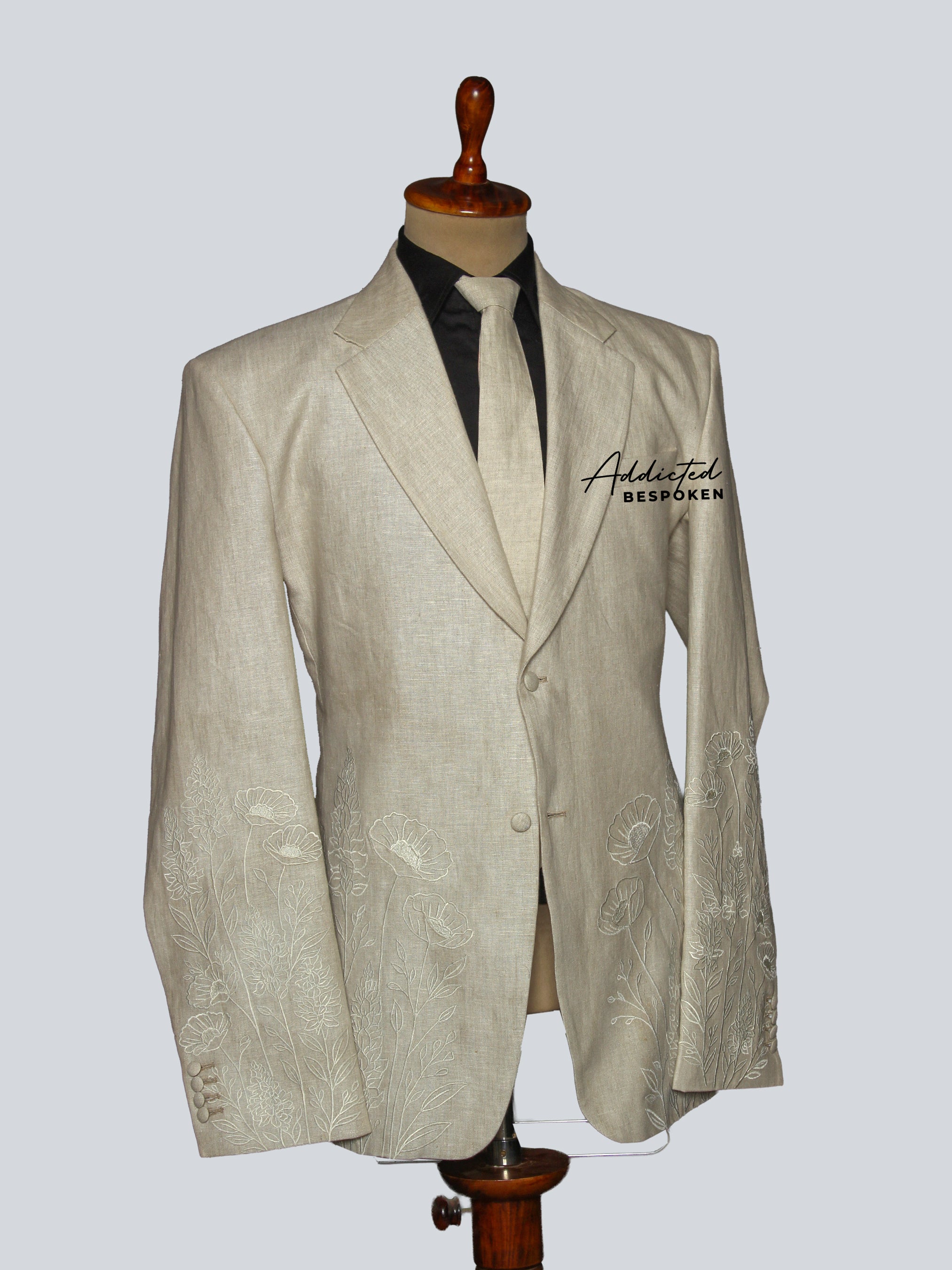  Ivory Floral Embroidered Suit
