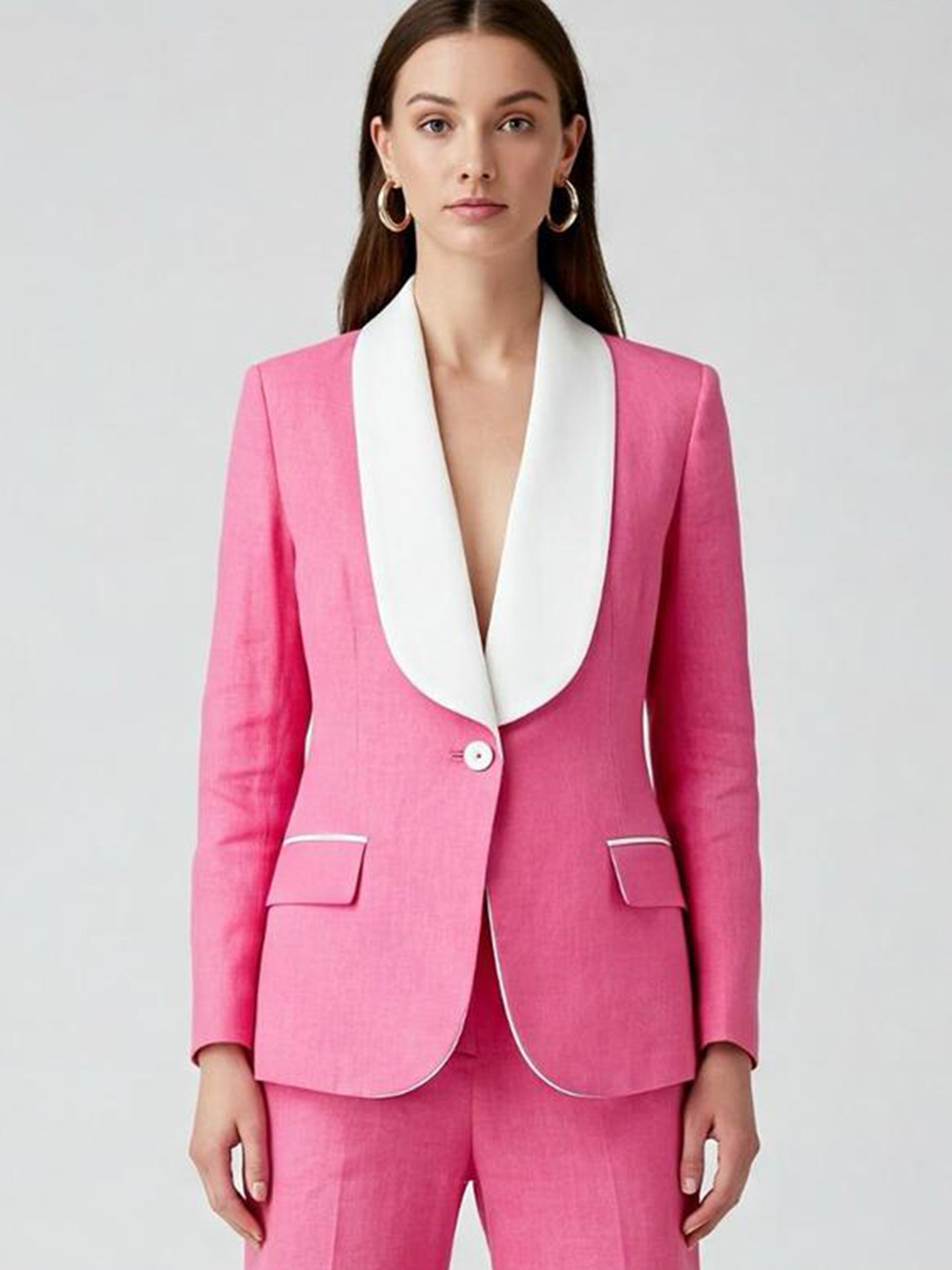 Bold Curve Contrast Lapel Suit