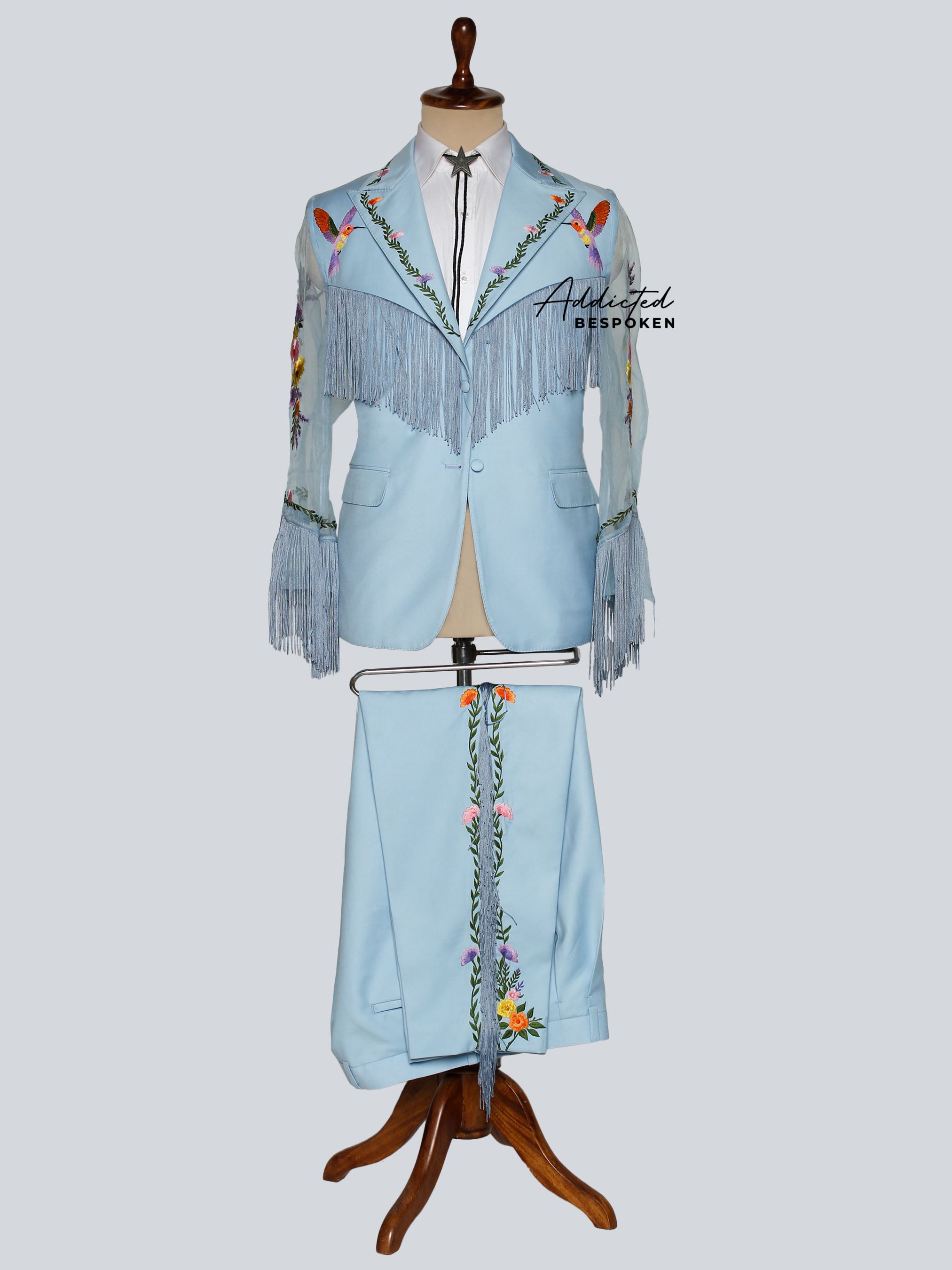Handcrafted Floral Fringe Suit Addicted Bespoken