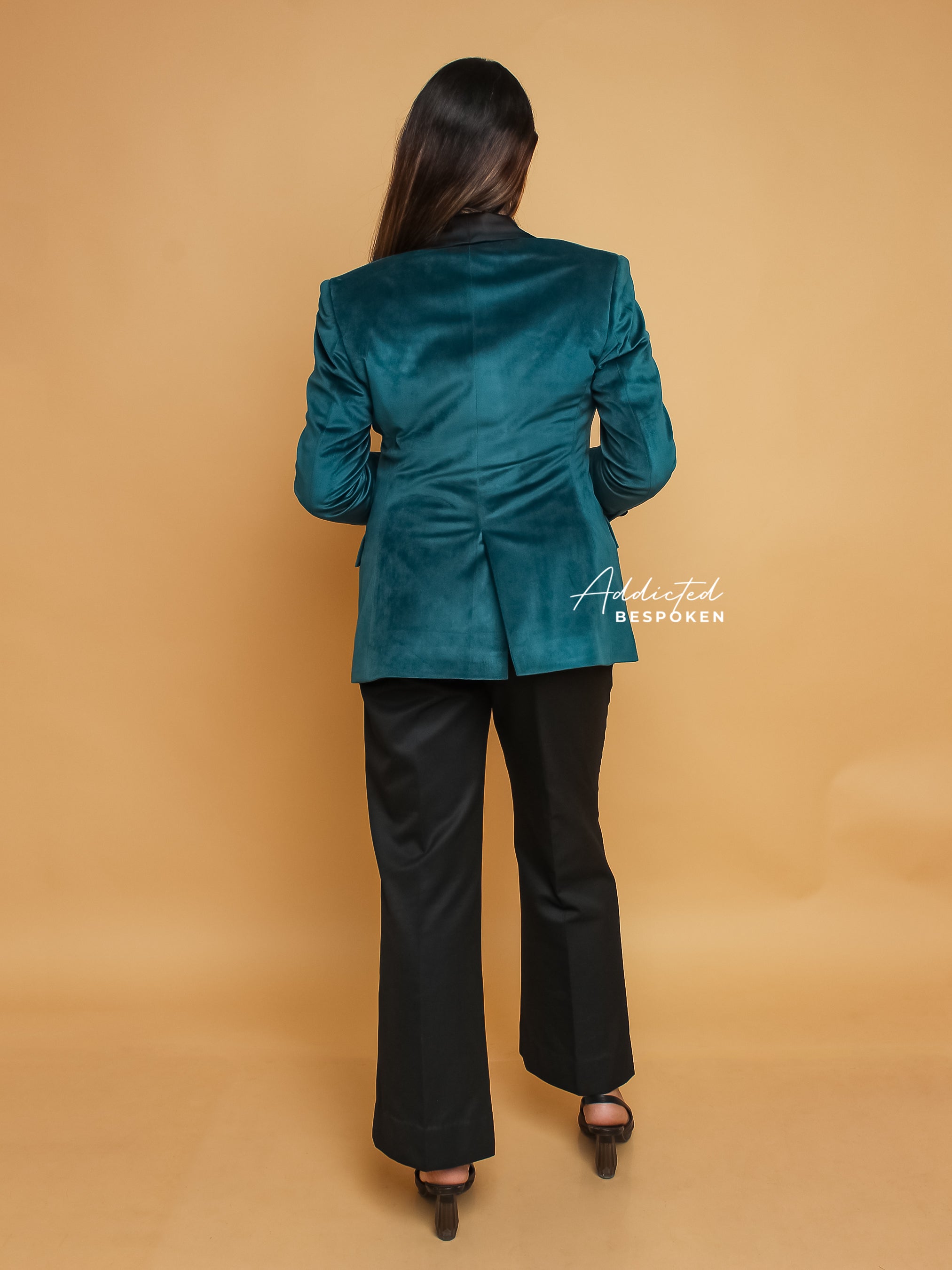 Formal Blue Velvet Pantsuit