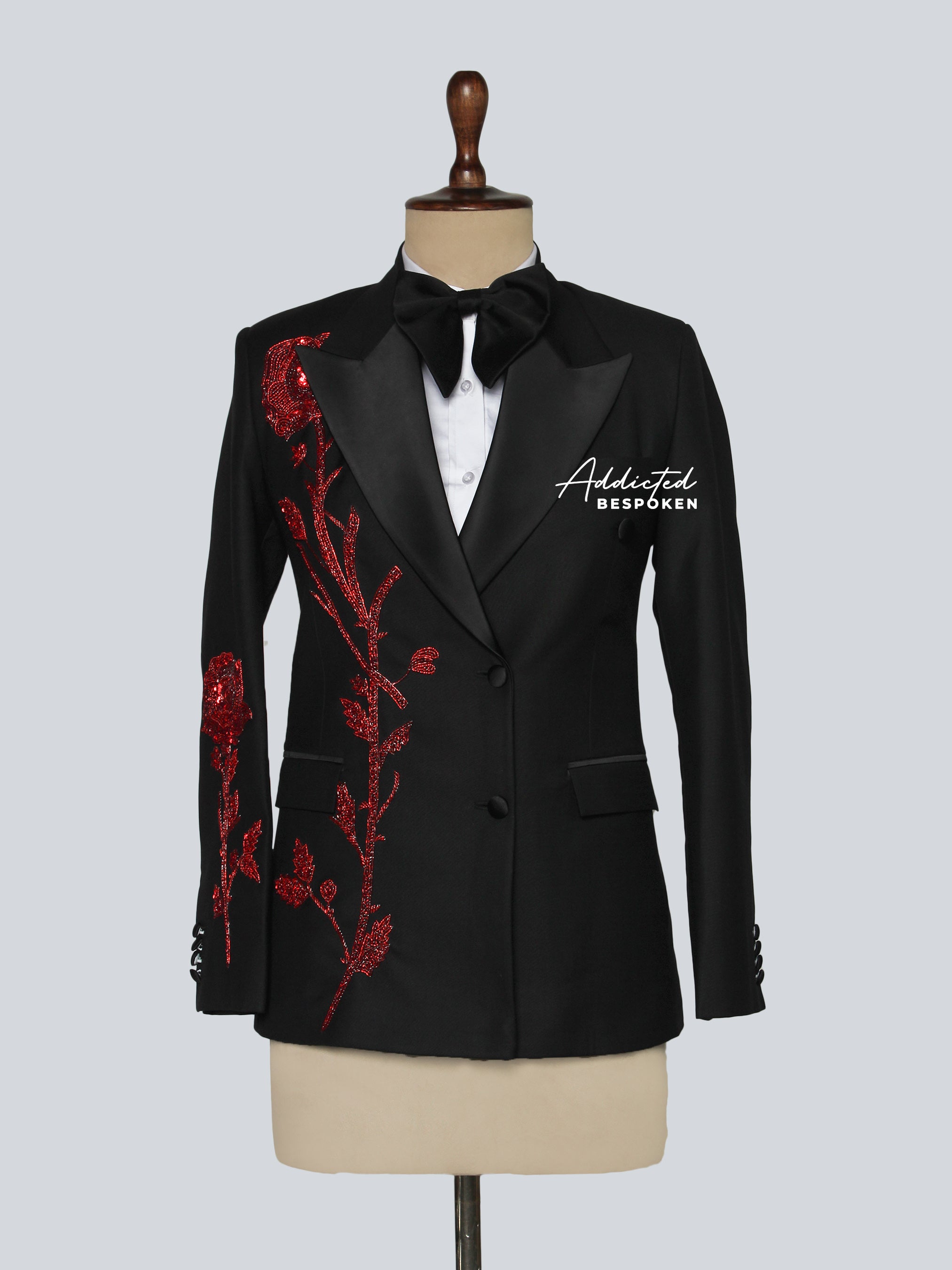 Rhinestone Floral Embroidered Suit