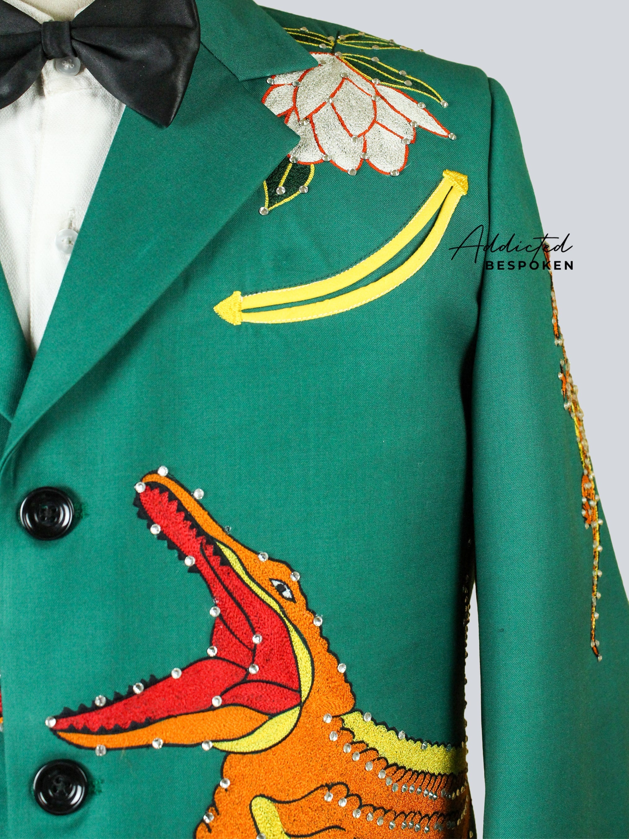 Crocodile Texture Western Suit